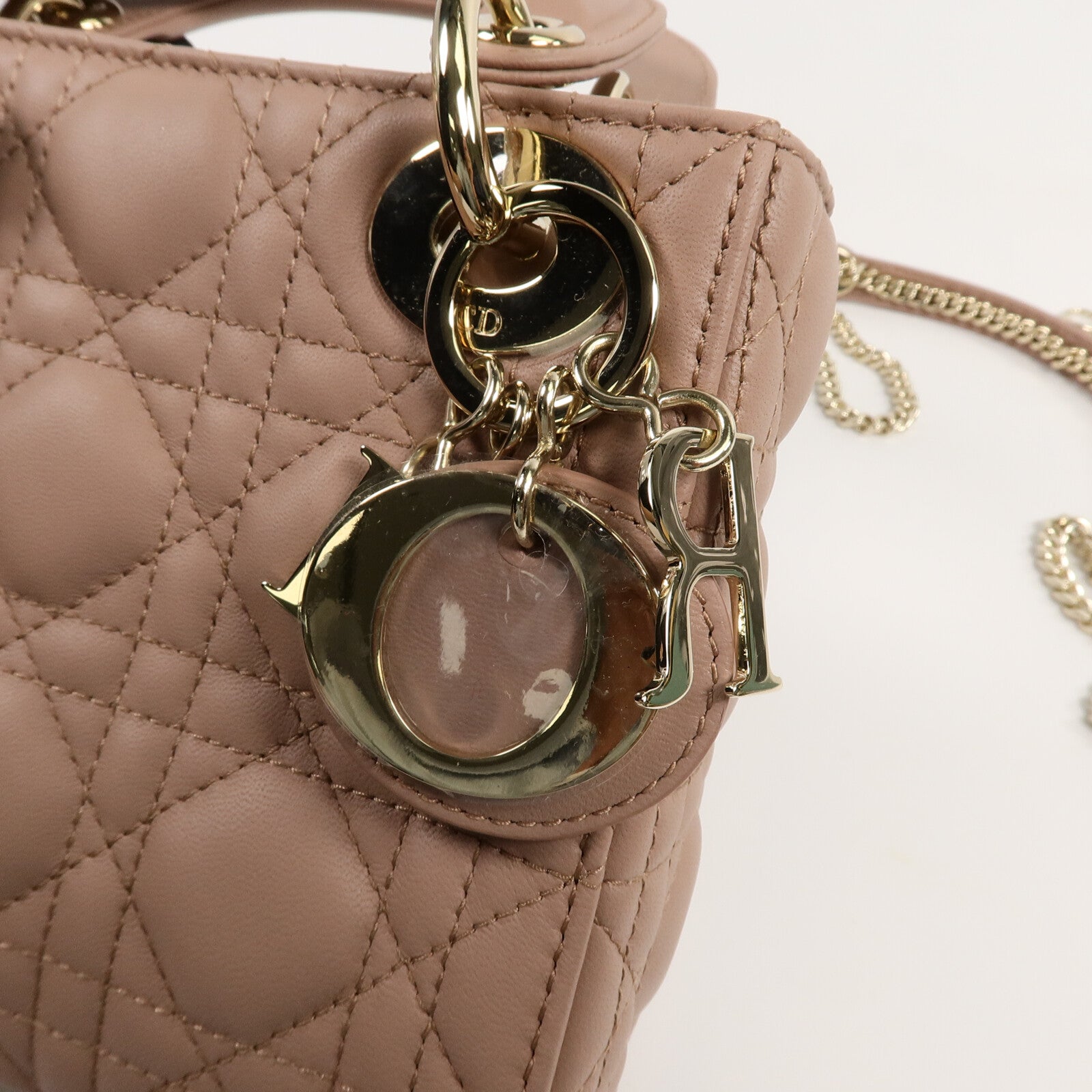 Dior 牛皮皮革Lady Dior Mini手挽肩背兩用袋
