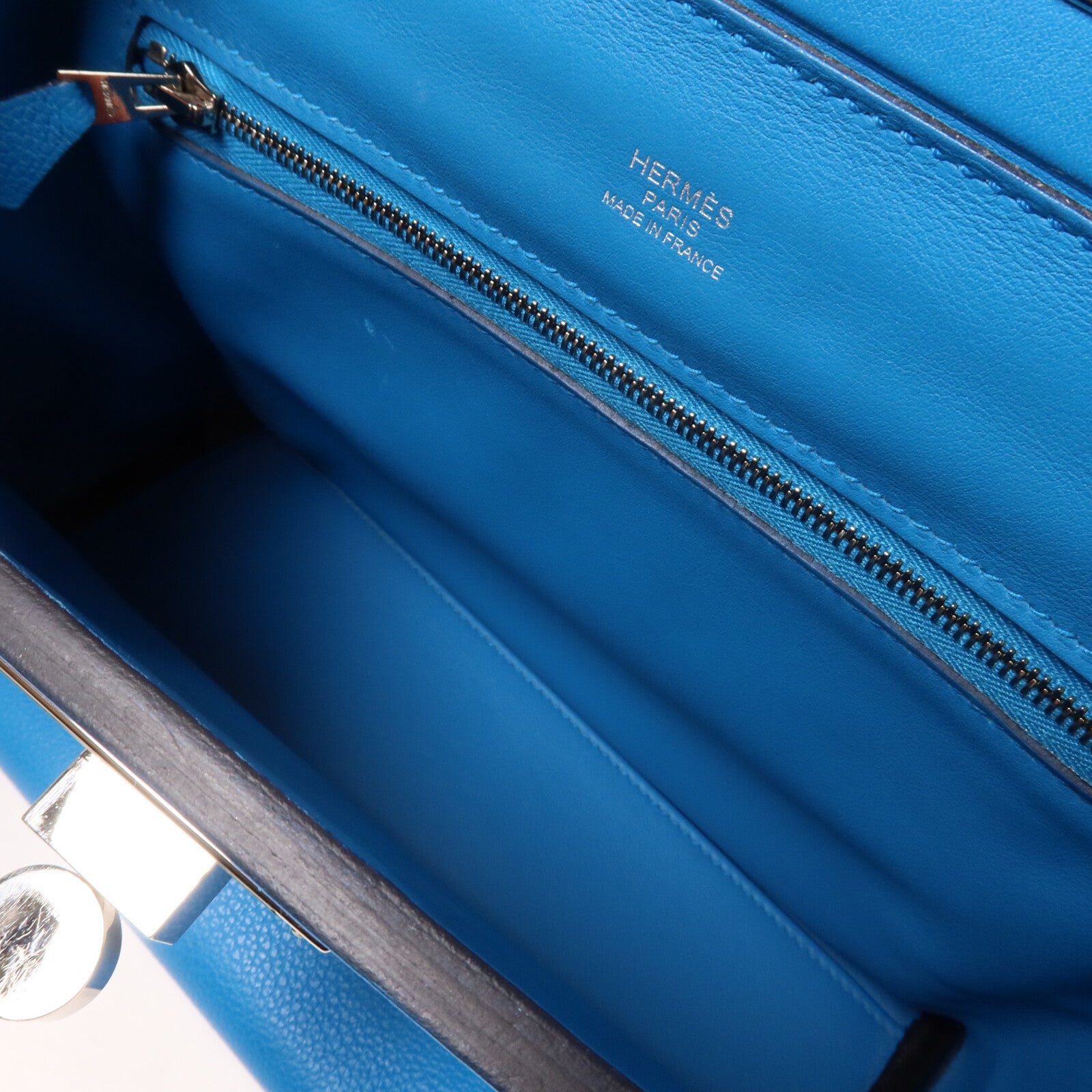 HERMES Evercolor皮革24/24 Mini手挽肩背兩用袋Bleu Zanzibar