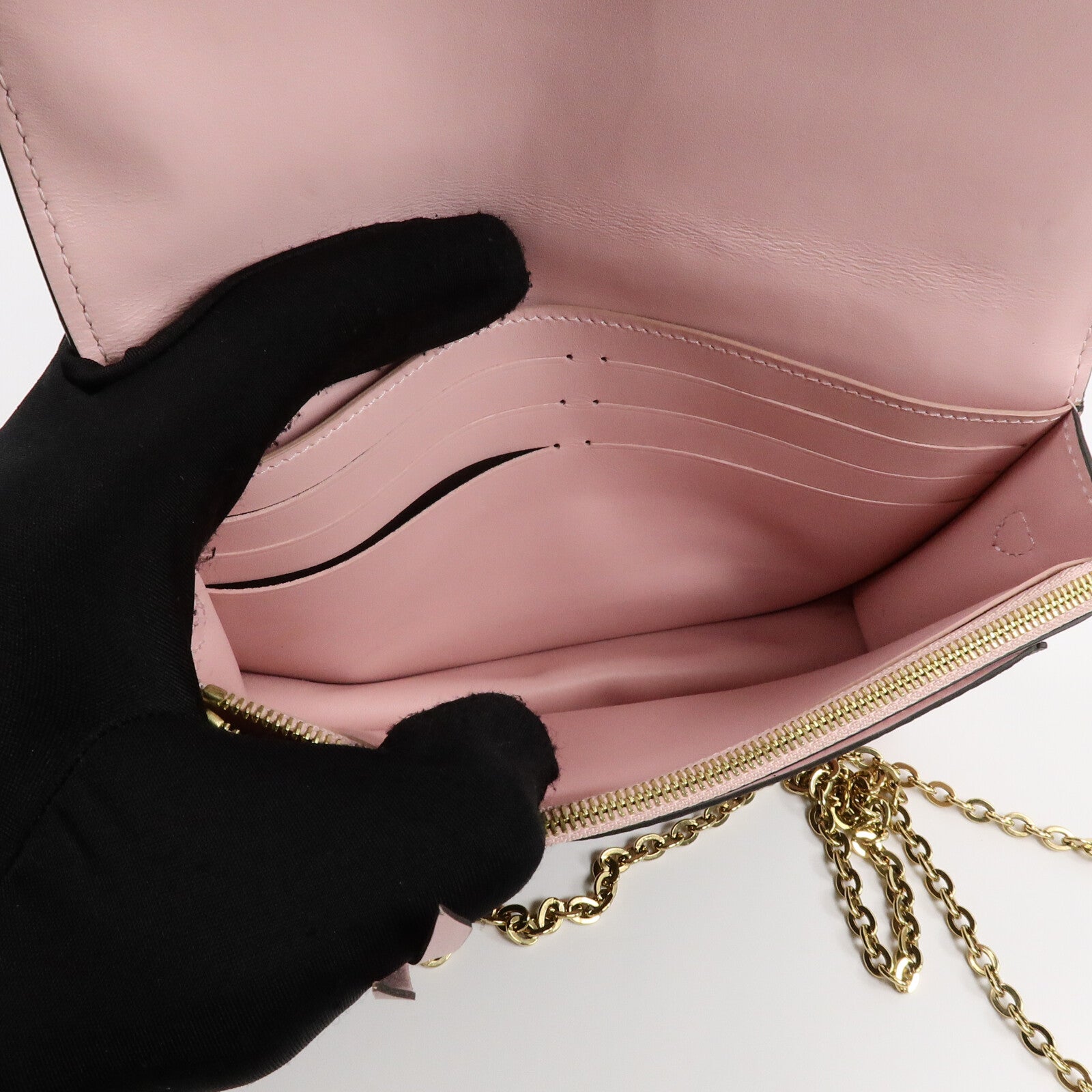 LOUIS VUITTON Monogram Flore Chain Wallet鏈帶肩背袋