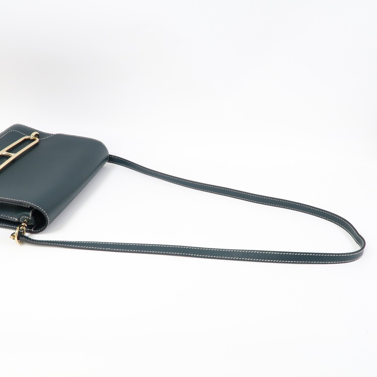 HERMES Evercolor皮革Roulis 23金扣肩背袋松柏綠色