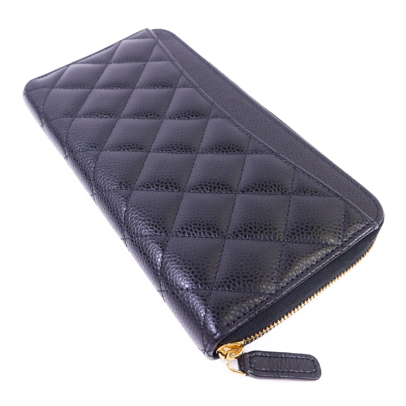 CHANEL 牛皮皮革Zipper Long Wallet金扣長錢包
