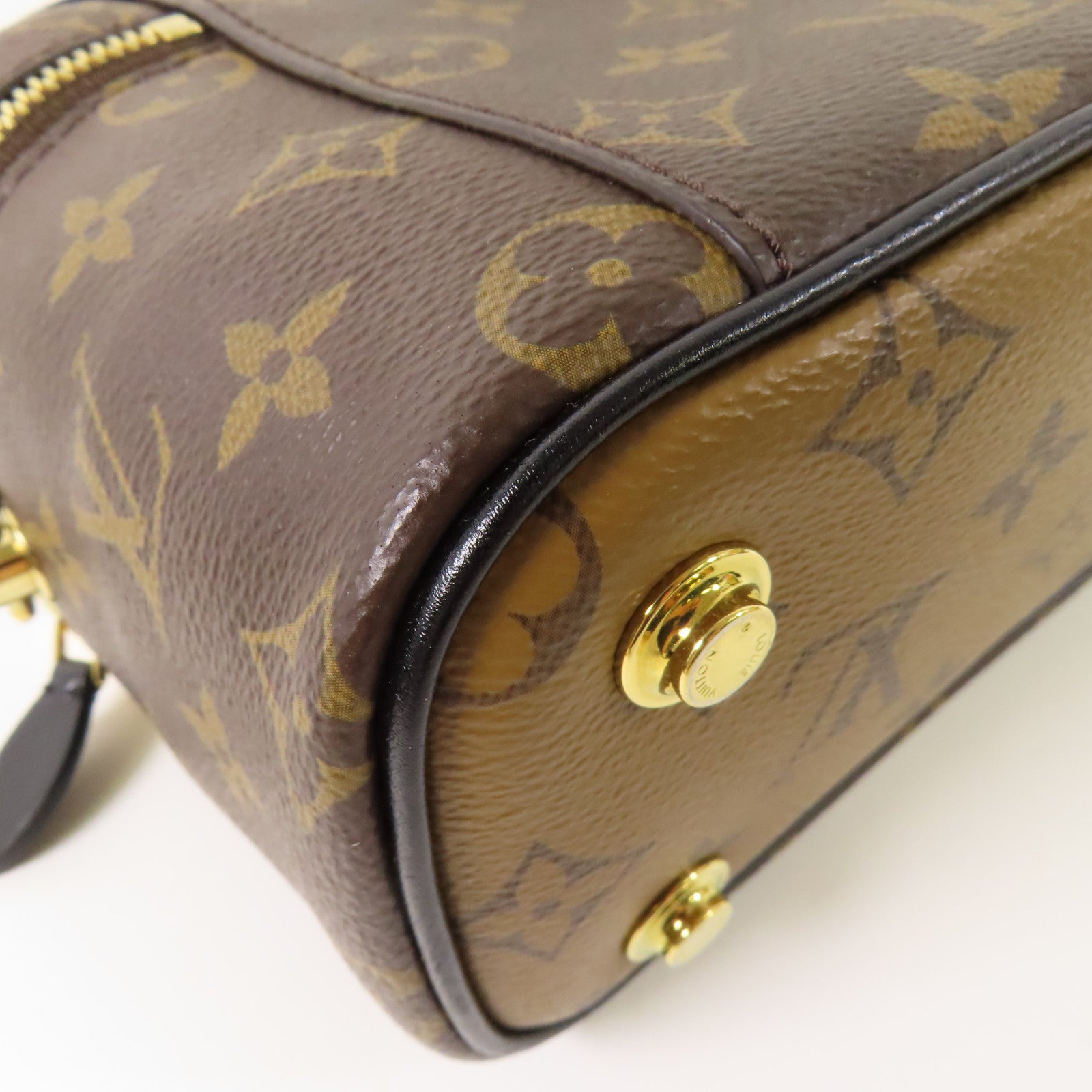 LOUIS VUITTON Monogram Reverse Vanity PM金扣手挽肩背兩用袋棕色