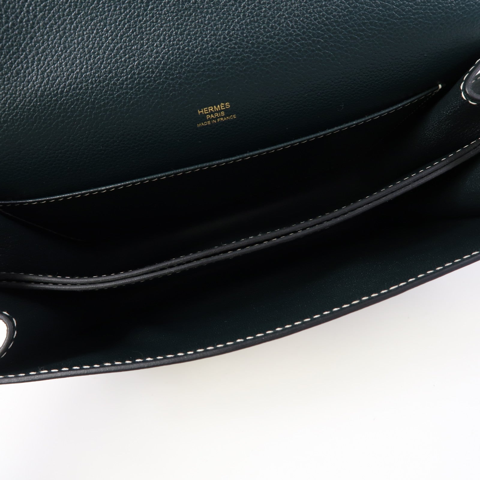 HERMES Evercolor皮革Roulis 23金扣肩背袋松柏綠色