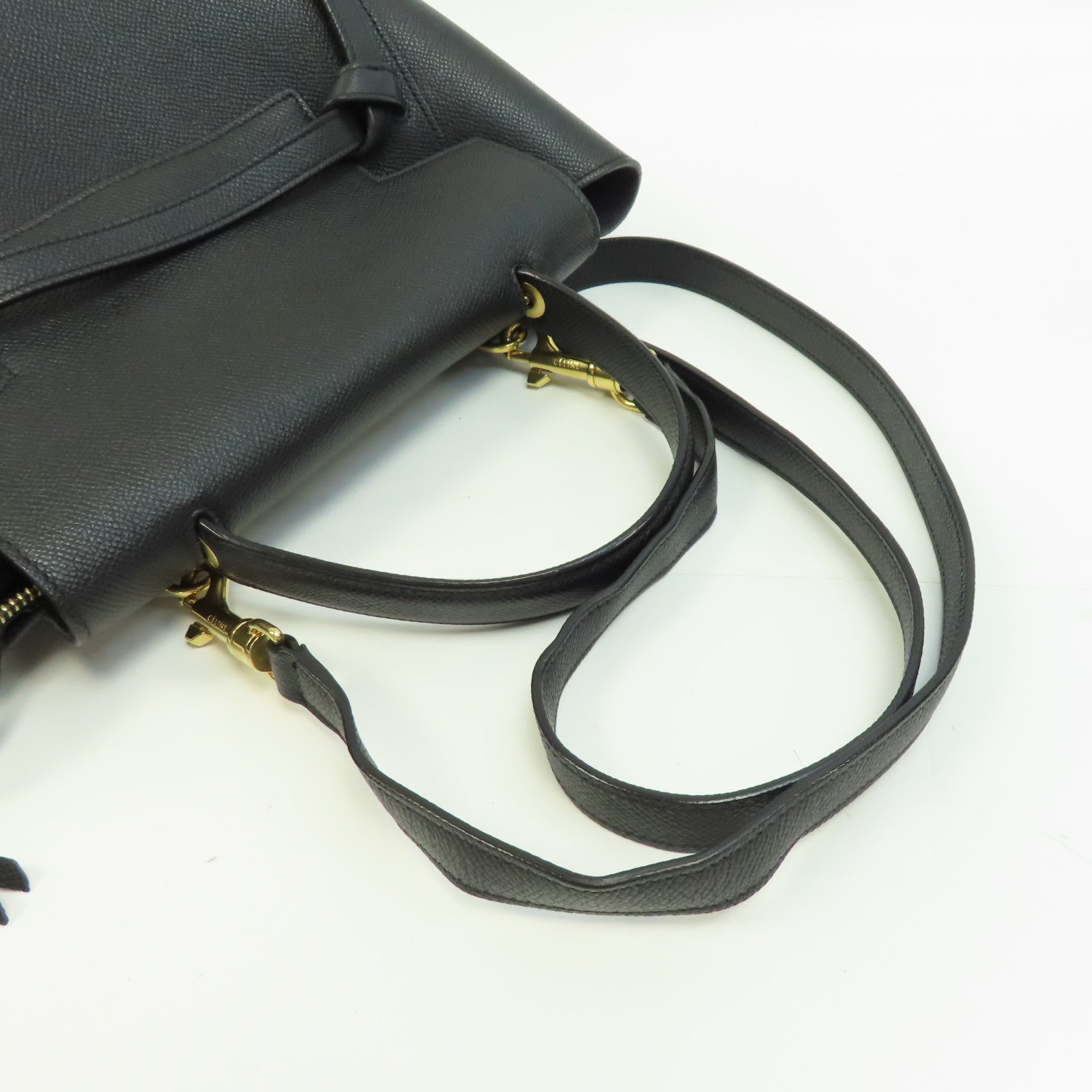 CELINE 牛皮皮革Belt Bag金扣手挽肩背兩用袋黑色
