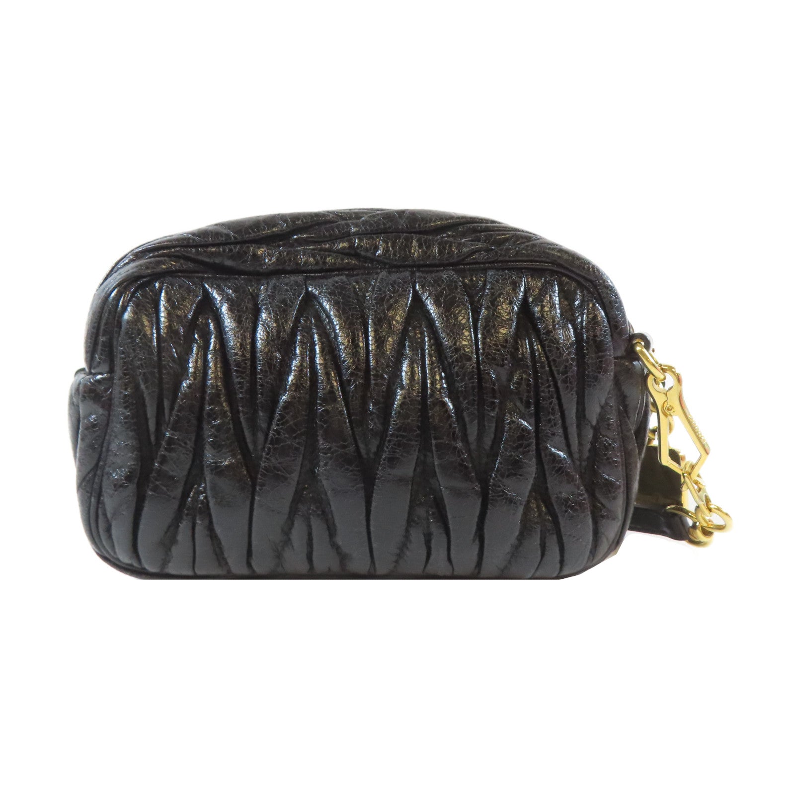 Miu Miu Matelasse皮革Shoulder Bag金扣肩背袋黑色