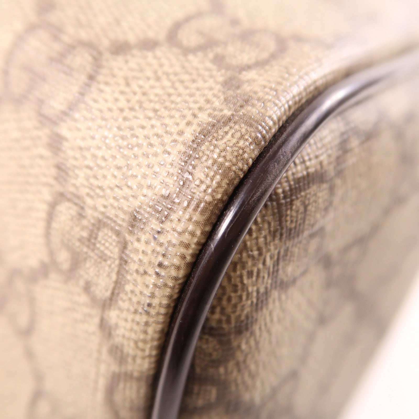 GUCCI 塗層帆布Boston Bag金扣手挽袋啡色