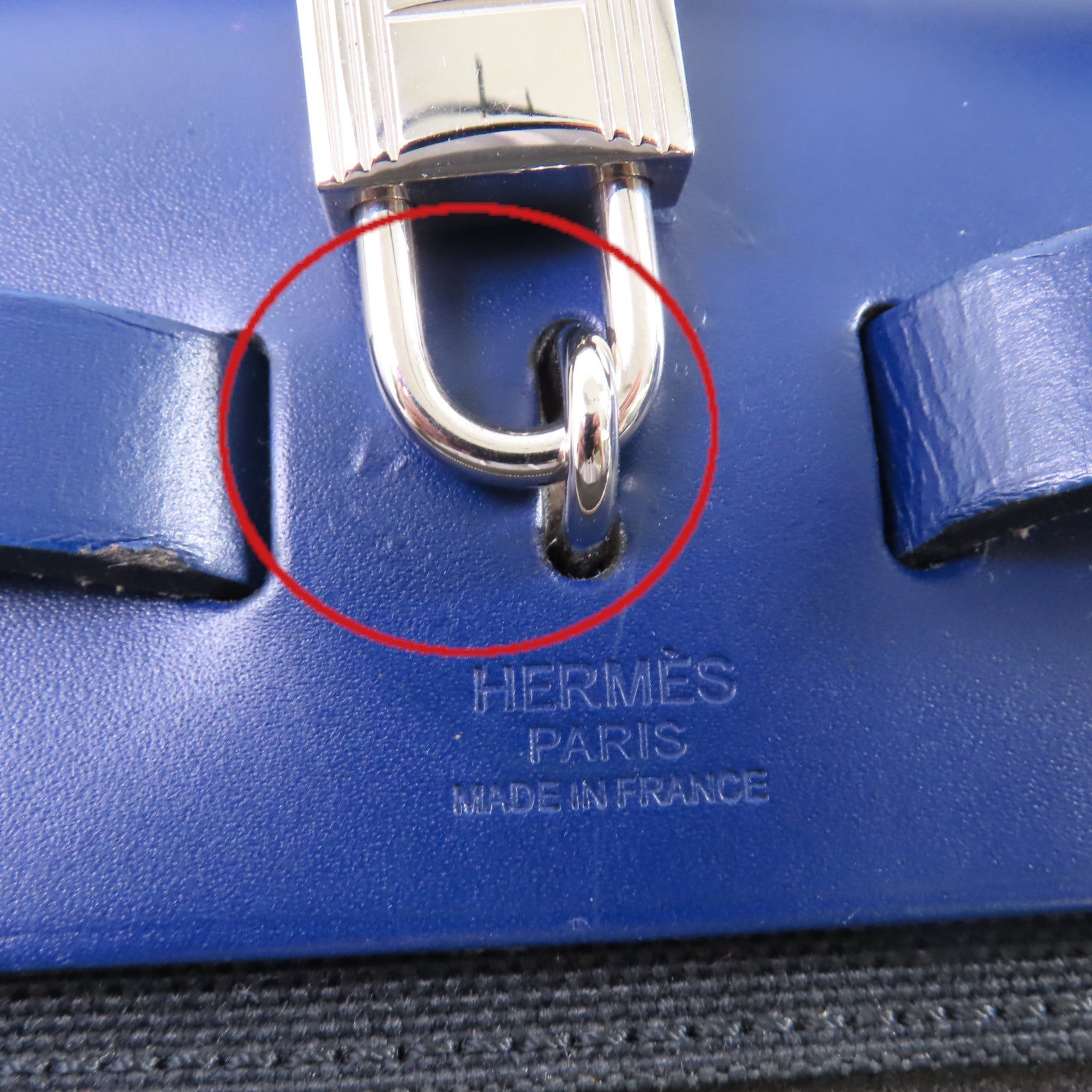 HERMES 帆布Herbag PM 2Way Shoulder Bag銀扣手挽肩背兩用袋Noir黑色/Bleu Saphir寶石藍色