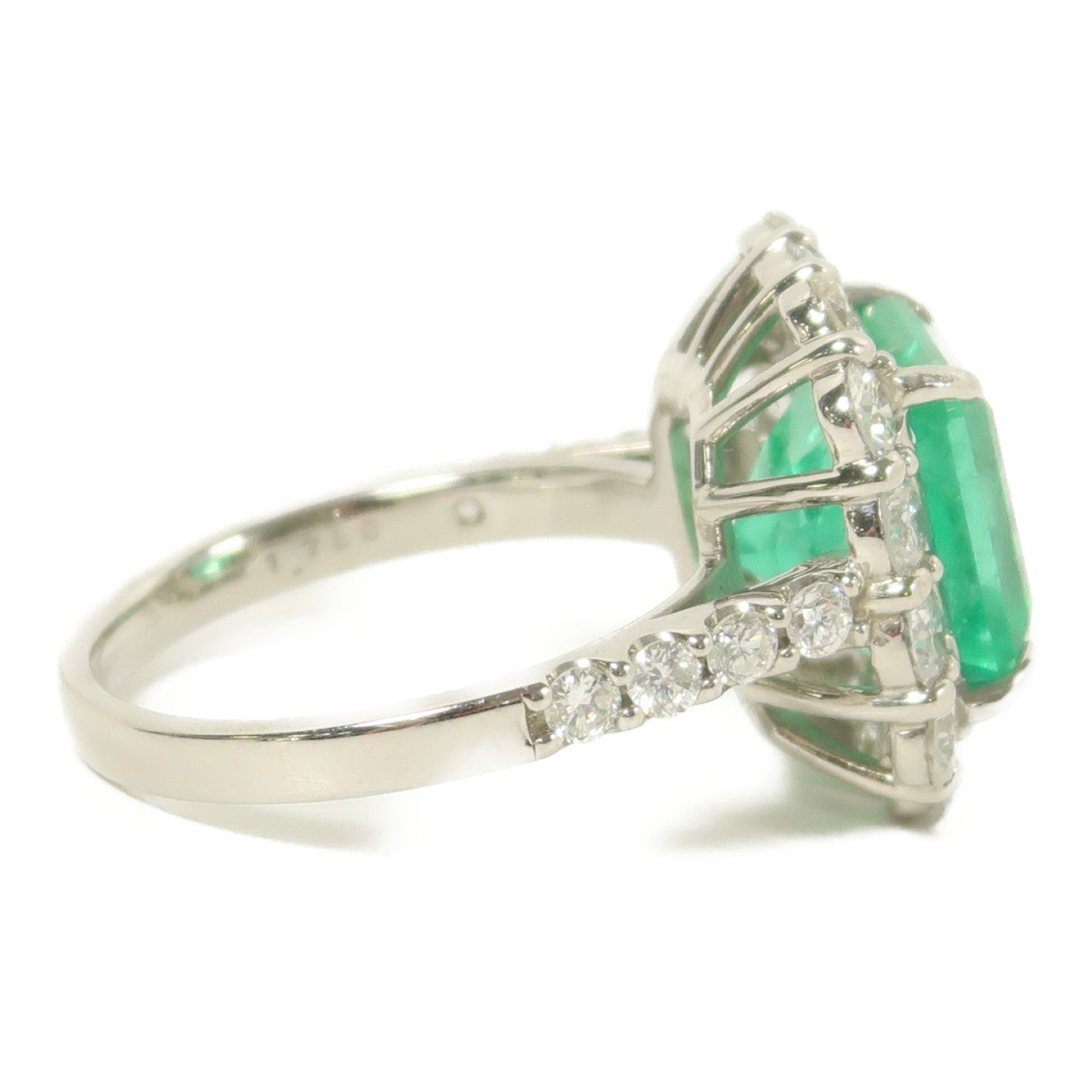 JEWELRY 【激減優惠】PT900鉑金 Ring 4.7ct綠寶石/1.78ct鑽石戒指銀色US#6.5