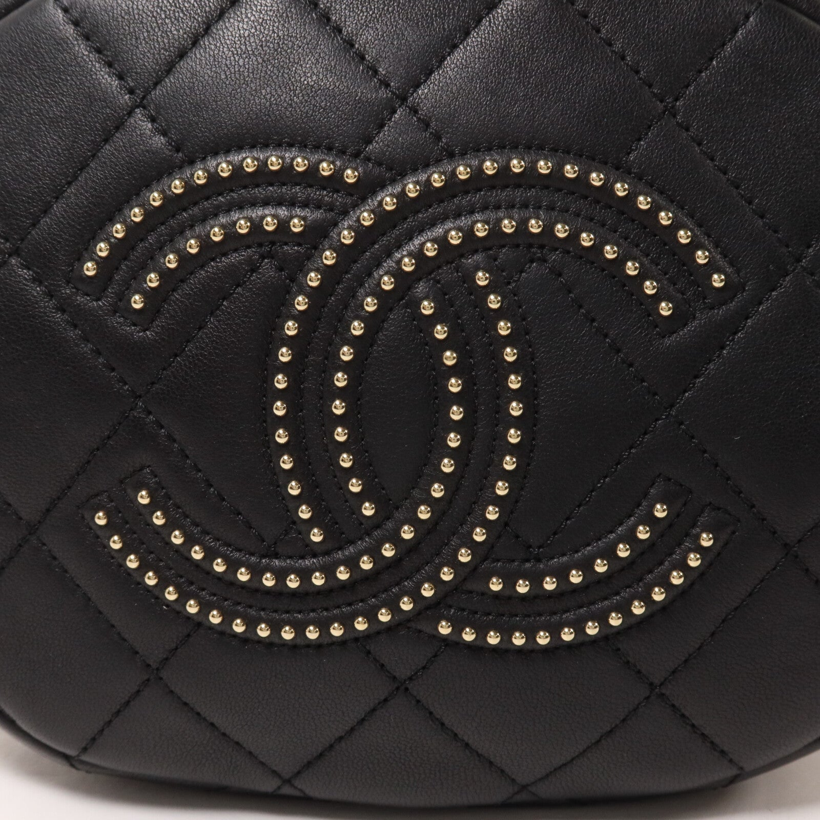 CHANEL 牛皮皮革Chain Handle Studded CC鏈帶手挽肩背兩用袋
