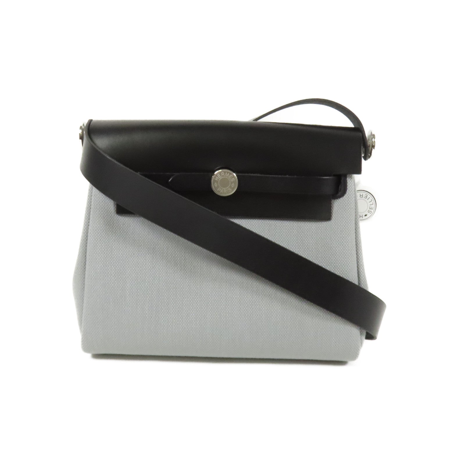 HERMES 帆布Mini Herbag肩背袋Gris Pantin