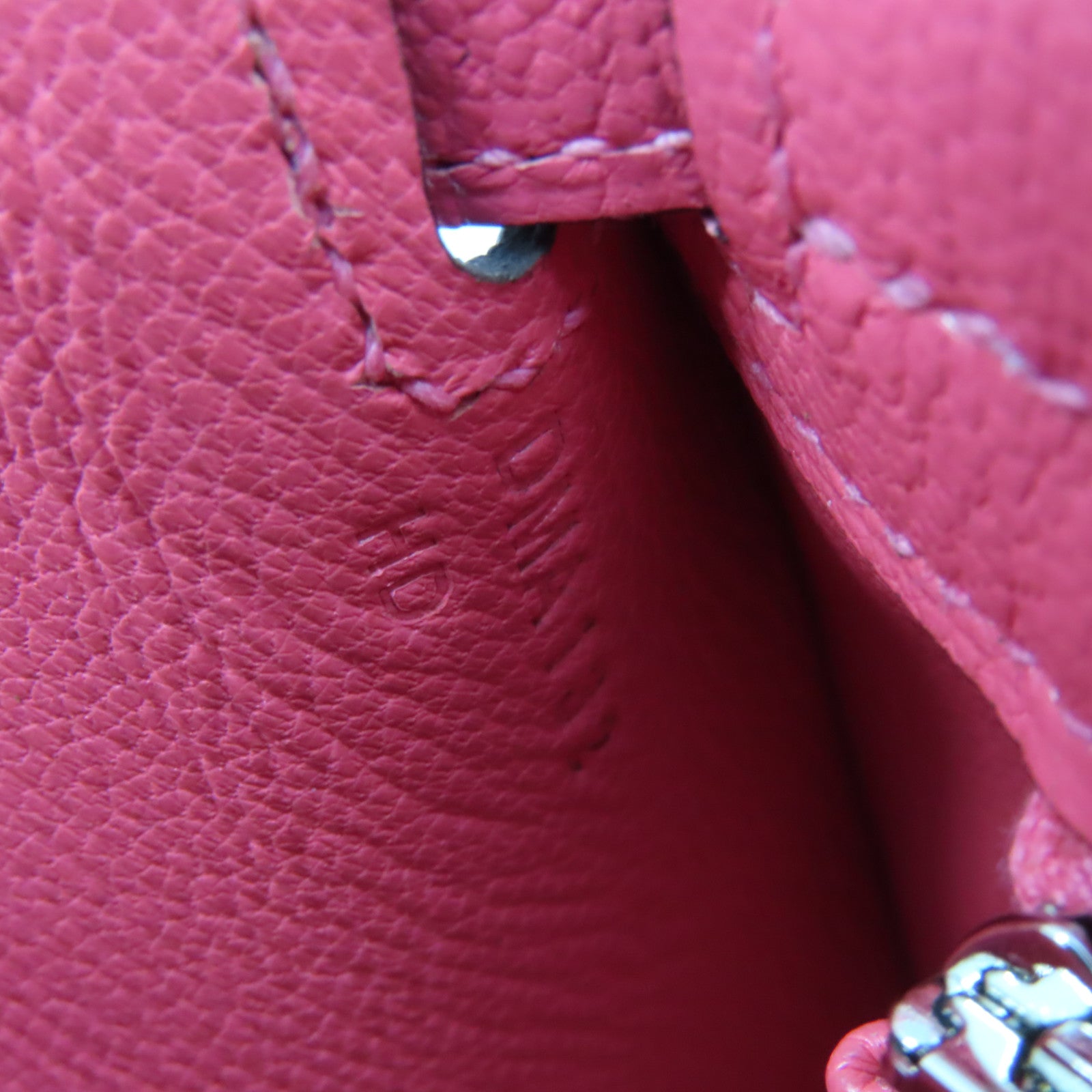 HERMES **【激減優惠】Chevre皮革Kelly 25 2Way Handbag銀扣手挽肩背兩用袋 Rose Lipstick/玫瑰潤唇膏色