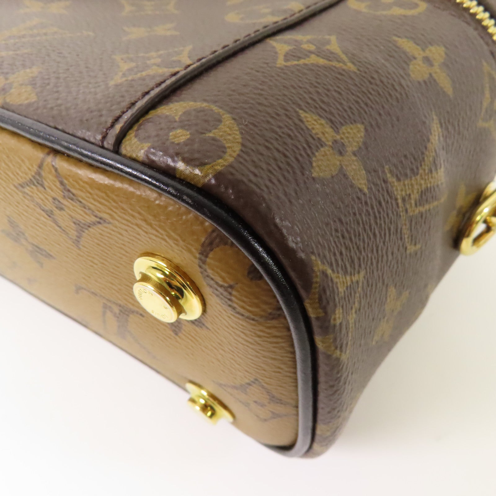 LOUIS VUITTON Monogram Reverse Vanity PM金扣手挽肩背兩用袋棕色