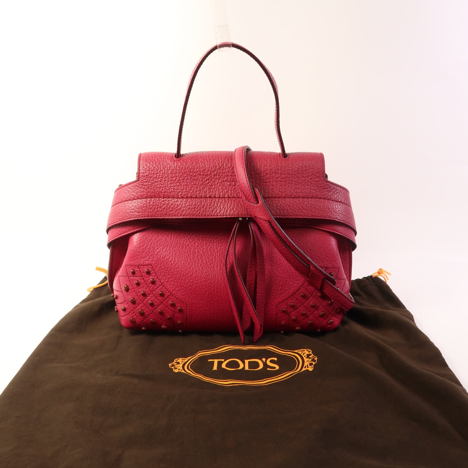 TOD'S 牛皮皮革2 Way Shoulder金扣手挽肩背兩用袋