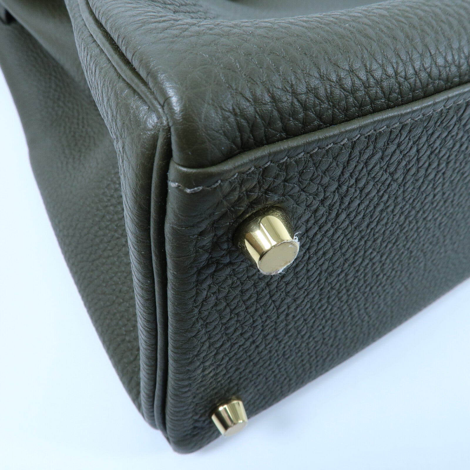 HERMES Clemence皮革Kelly 35手挽肩背兩用袋Vert Olive