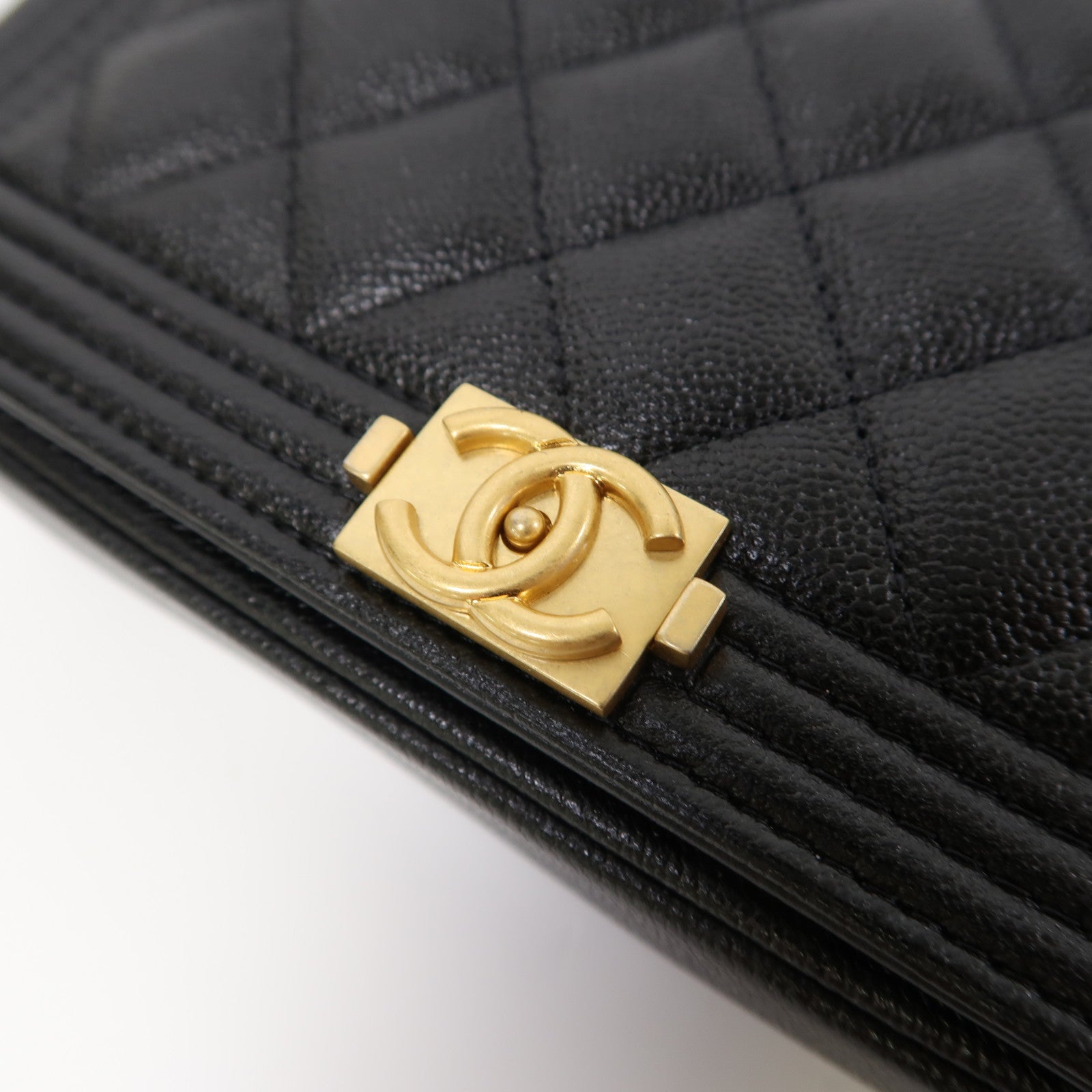 CHANEL 【激減優惠】菱格牛皮皮革Boy WOC金扣鏈帶肩背袋黑色