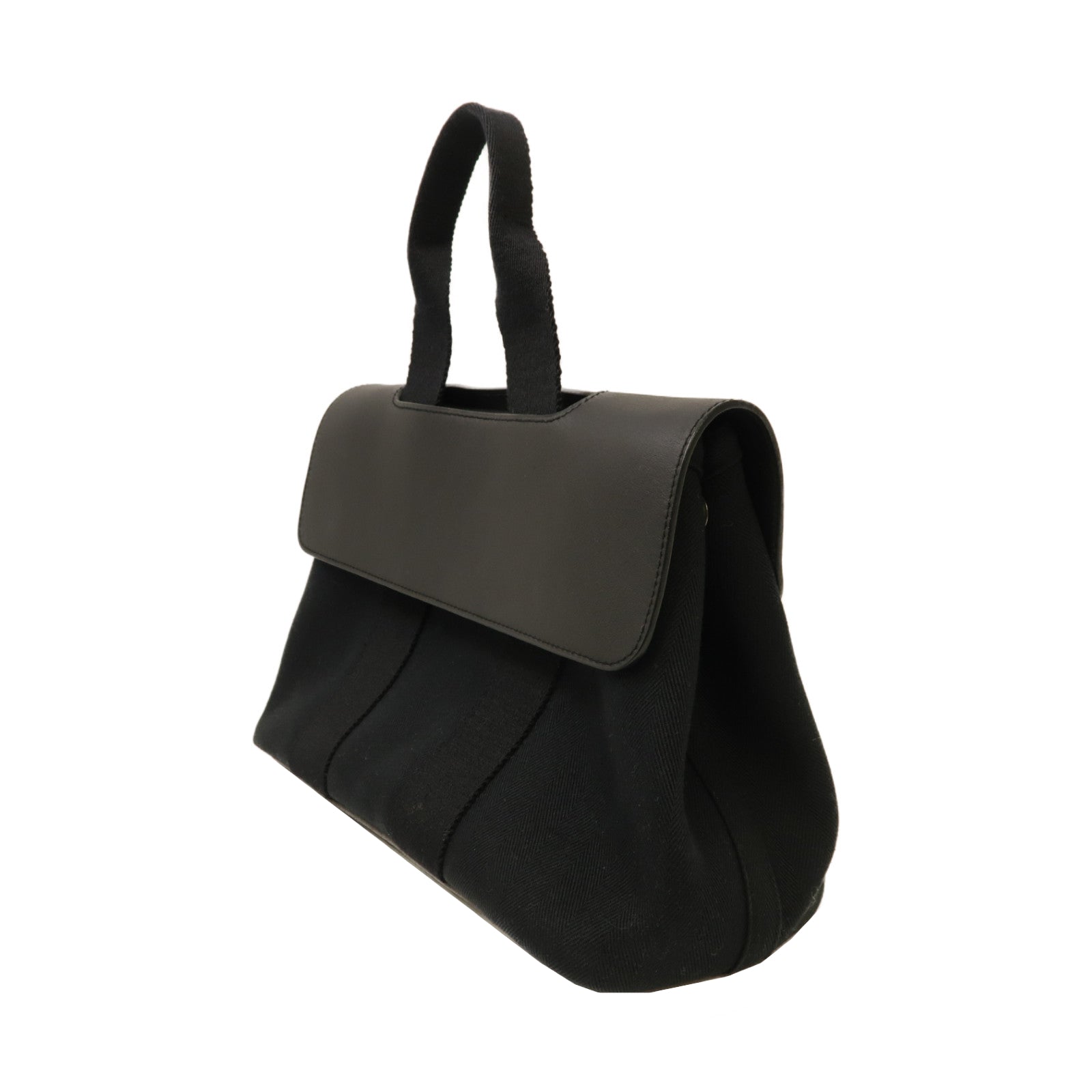 HERMES 帆布Hand Bag銀扣手挽袋黑色