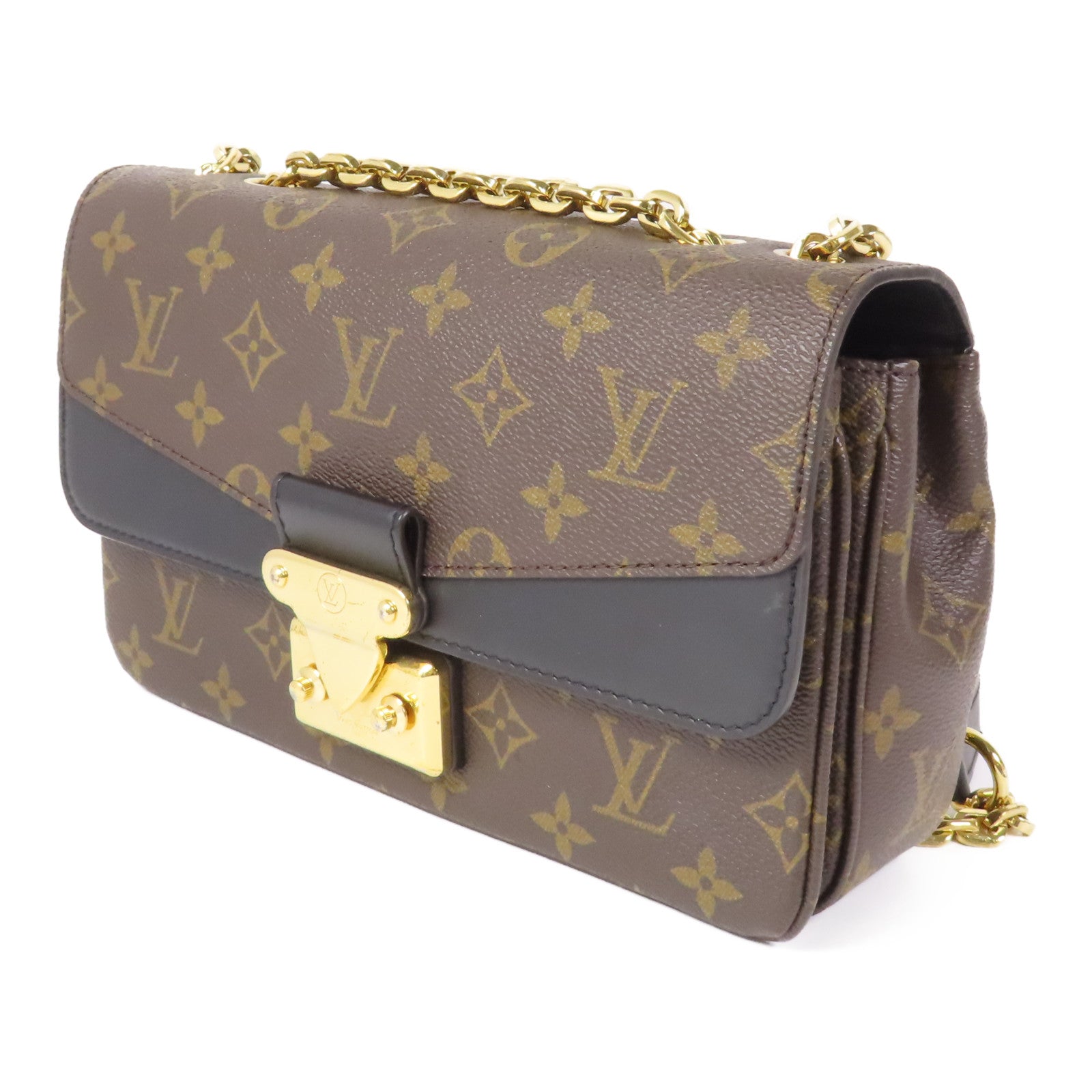 LOUIS VUITTON Monogram Marceau金扣肩背袋棕色