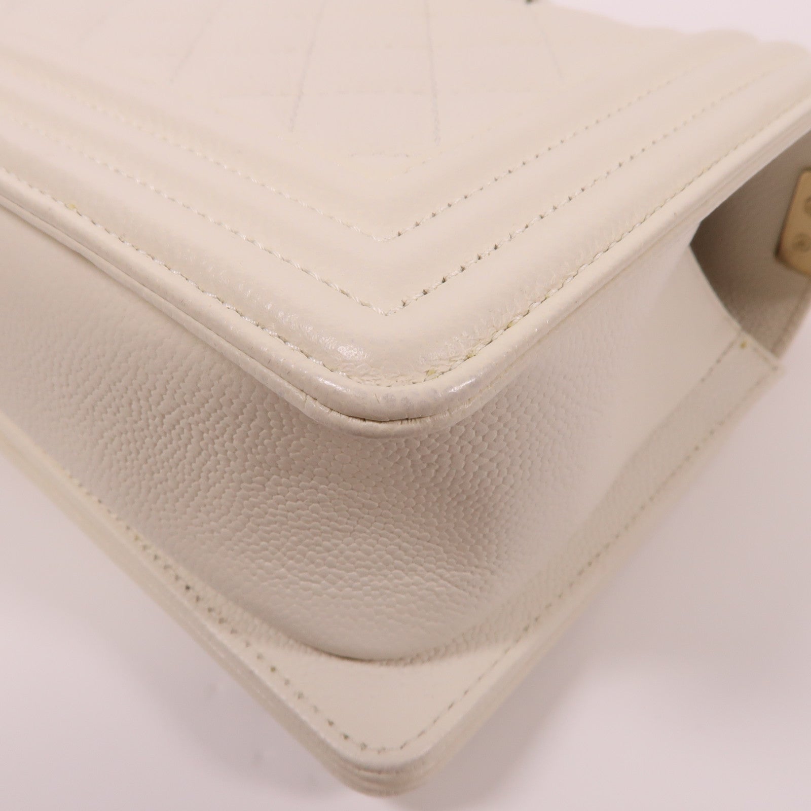 CHANEL 牛皮皮革Boy 25金扣鏈帶肩背袋