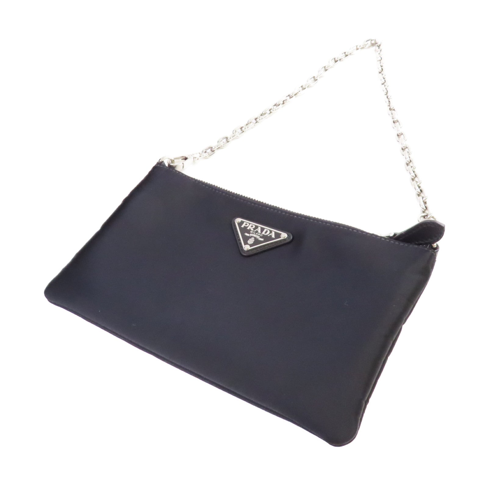 PRADA 尼龍Nero Tessuto 2Way Shoulder Bag銀扣手挽肩背兩用袋黑色