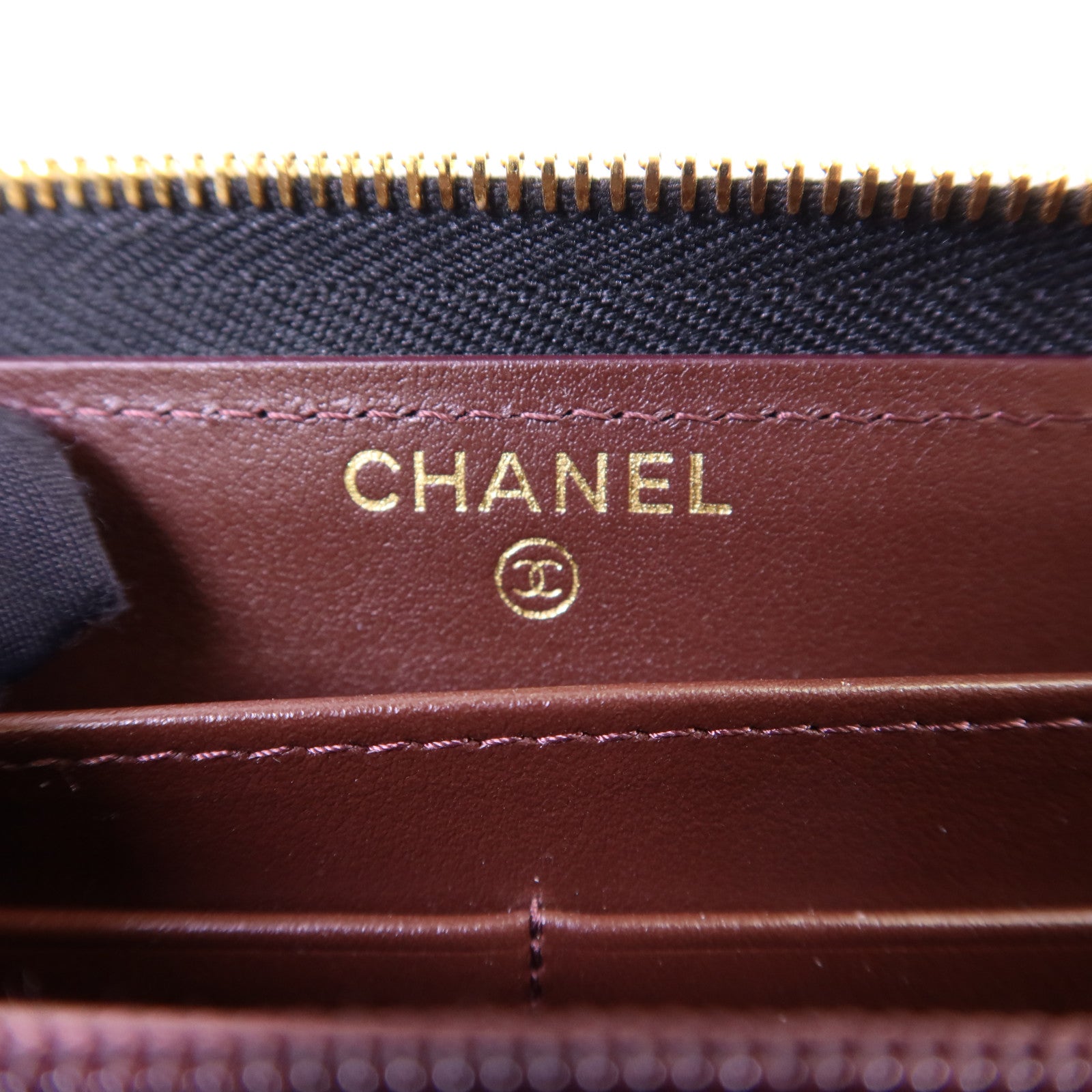 CHANEL 牛皮皮革Zipper Long Wallet金扣長錢包