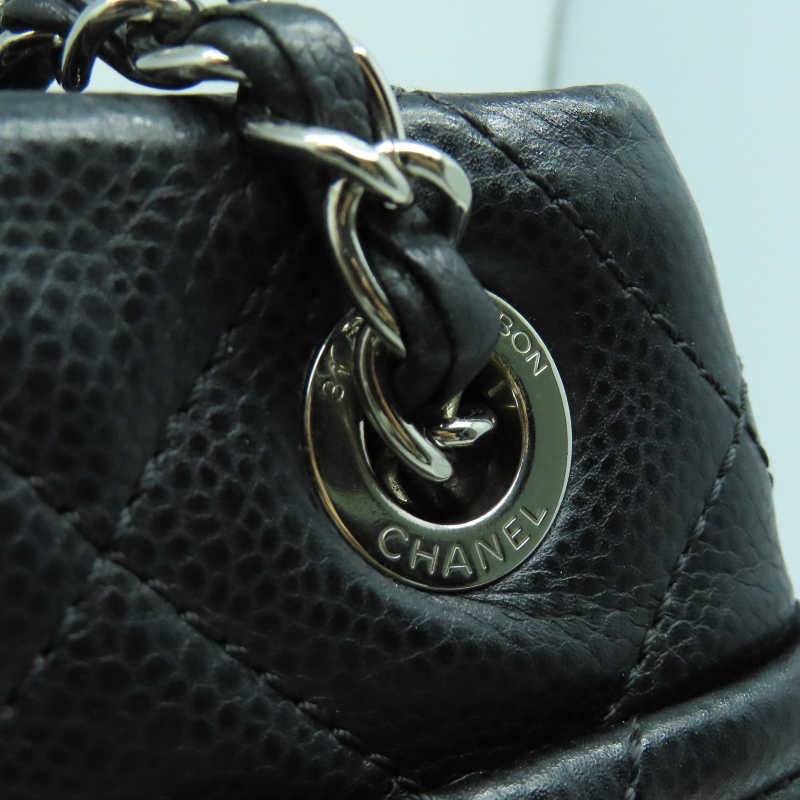 CHANEL 【激減優惠】菱格牛皮皮革Shoulder Bag銀扣肩背袋黑色