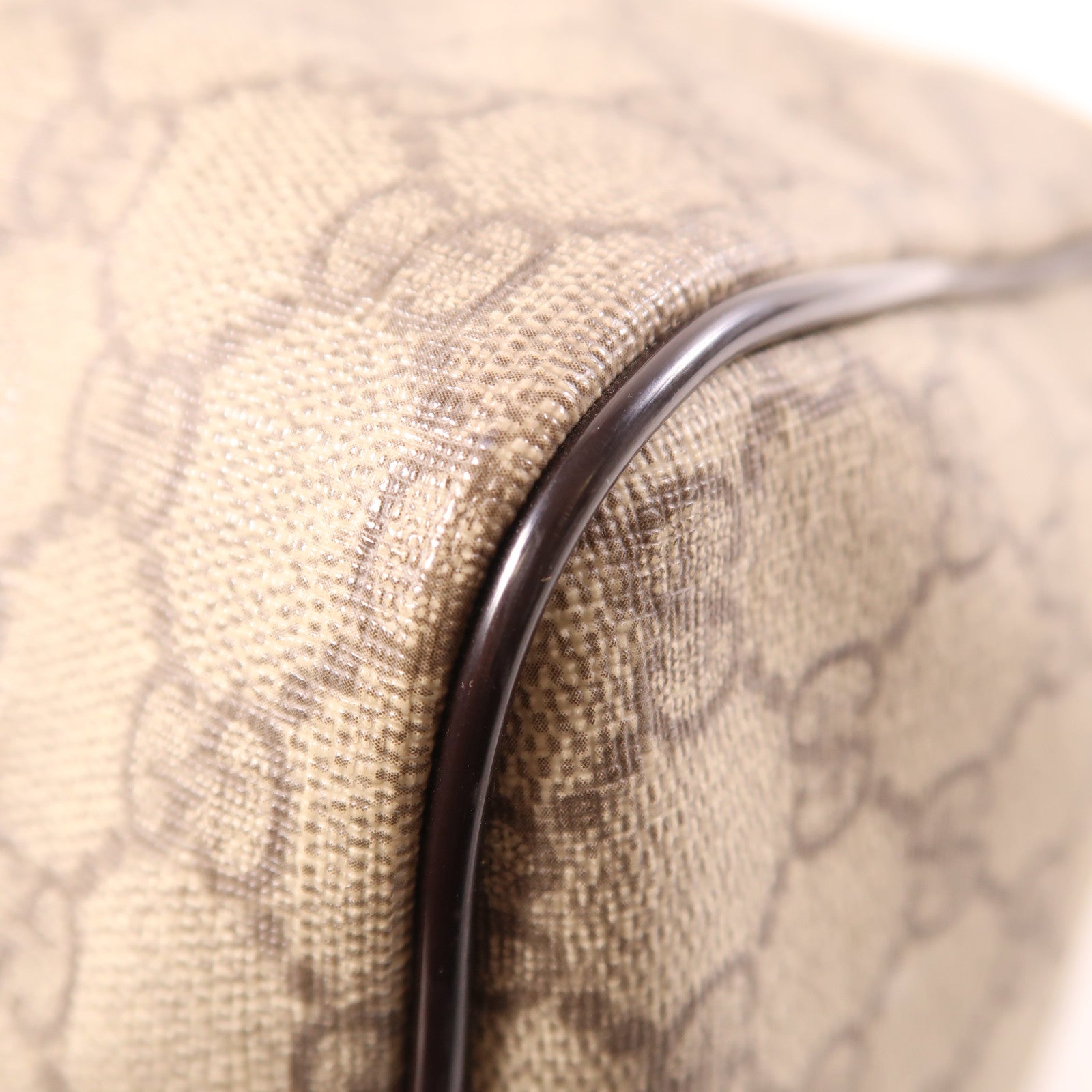 GUCCI 塗層帆布Boston Bag金扣手挽袋啡色