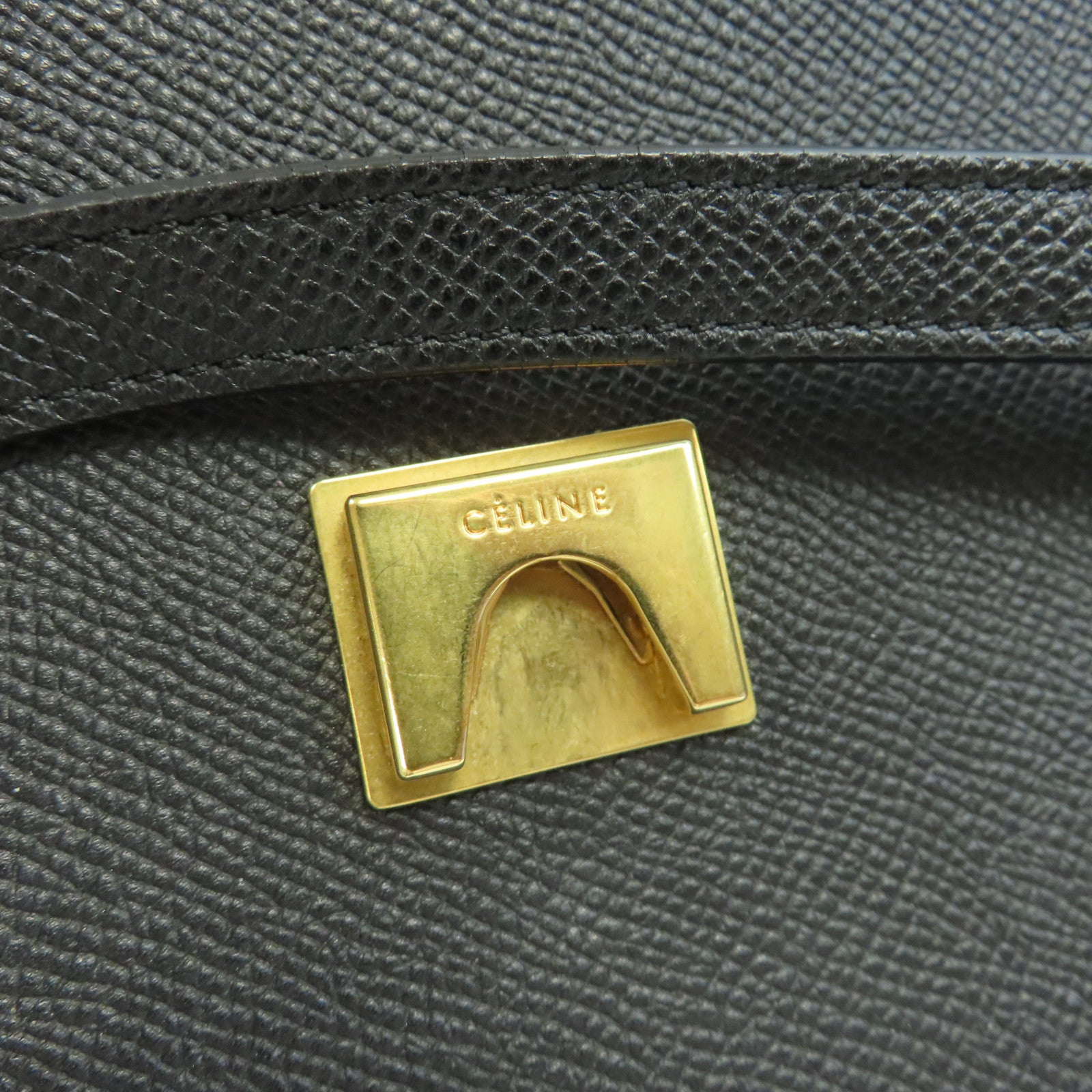 CELINE 牛皮皮革Belt Bag金扣手挽肩背兩用袋黑色