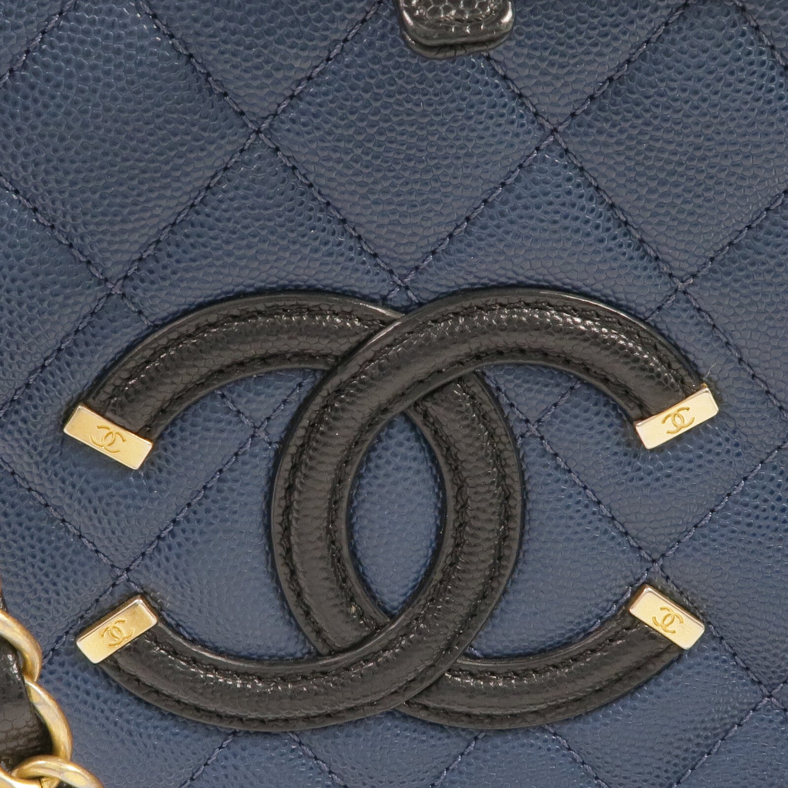 CHANEL 牛皮皮革Vanity Case金扣手挽肩背兩用袋