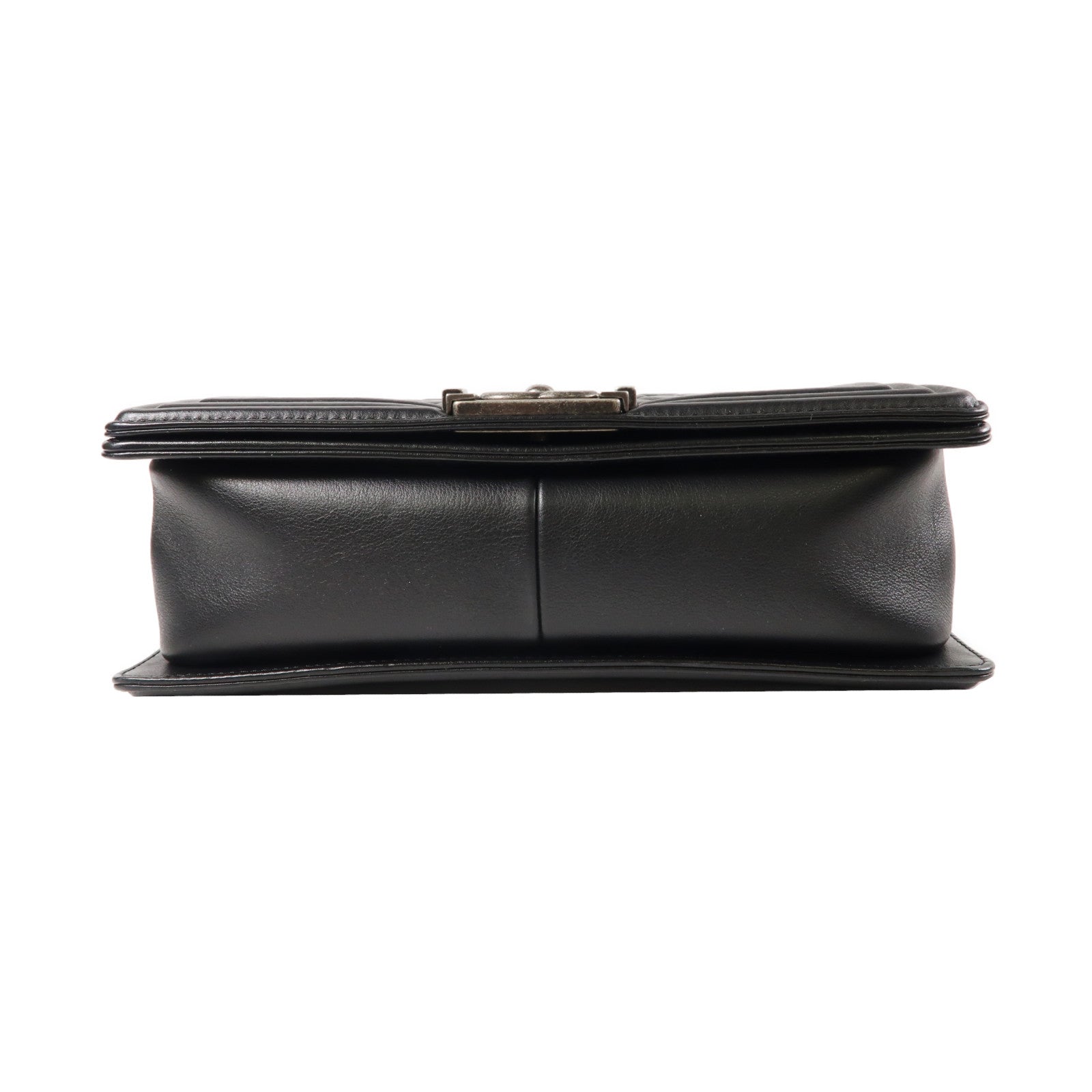 CHANEL 【激減優惠】菱格羊皮皮革Boy 25cm Chain Shoulder Bag銀扣鏈帶肩背袋黑色