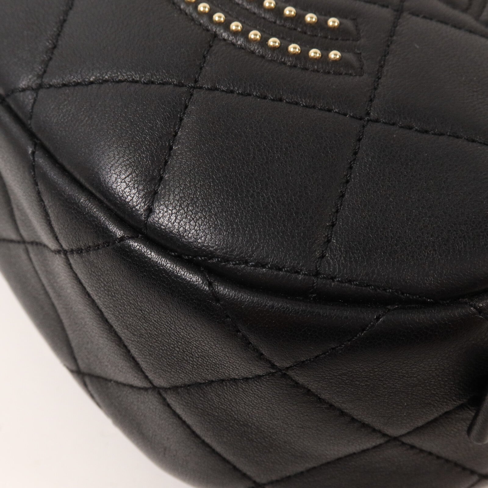 CHANEL 牛皮皮革Chain Handle Studded CC鏈帶手挽肩背兩用袋