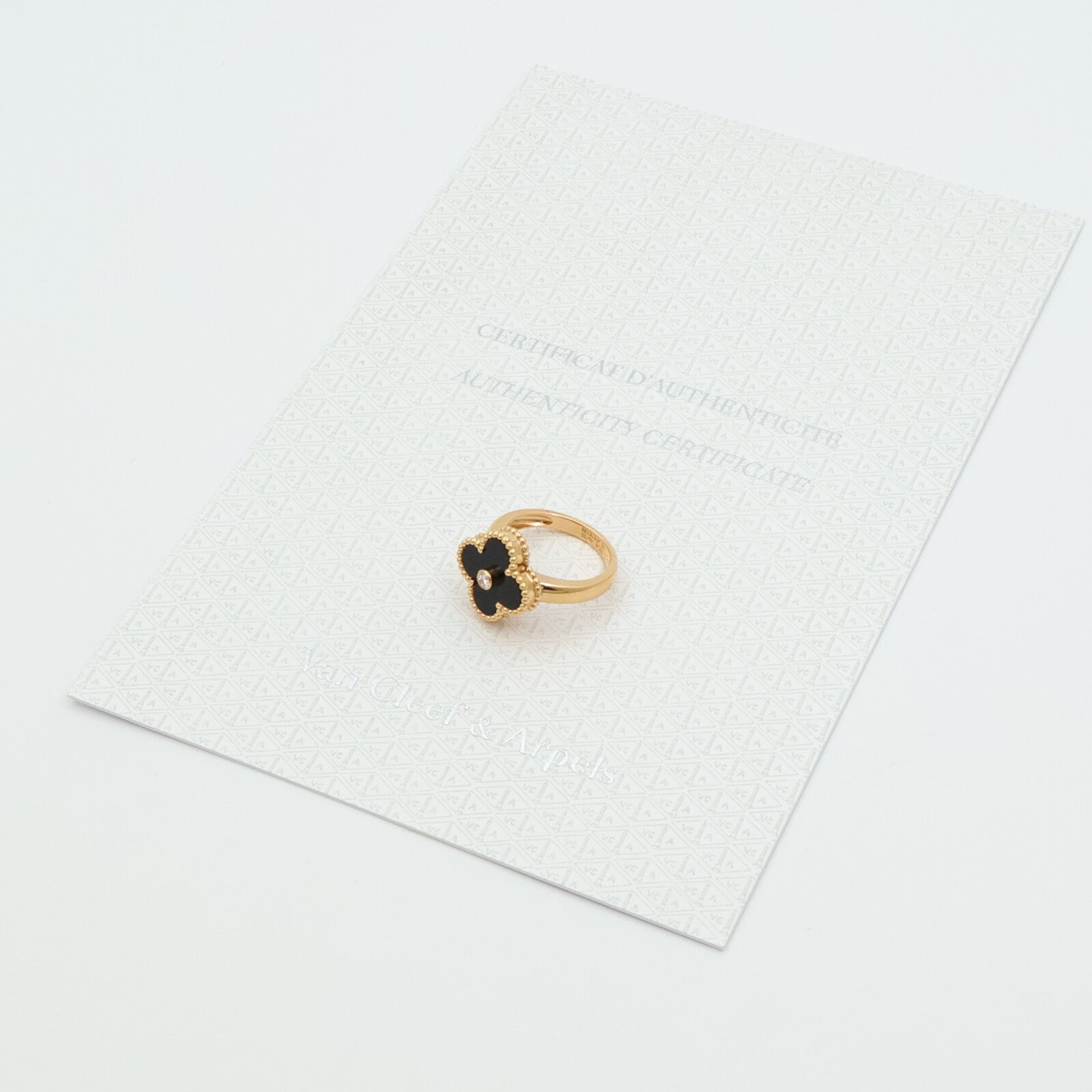 Van Cleef & Arpels 18K黃金/縞瑪瑙Vintage Alhambra Ring鑽石戒指