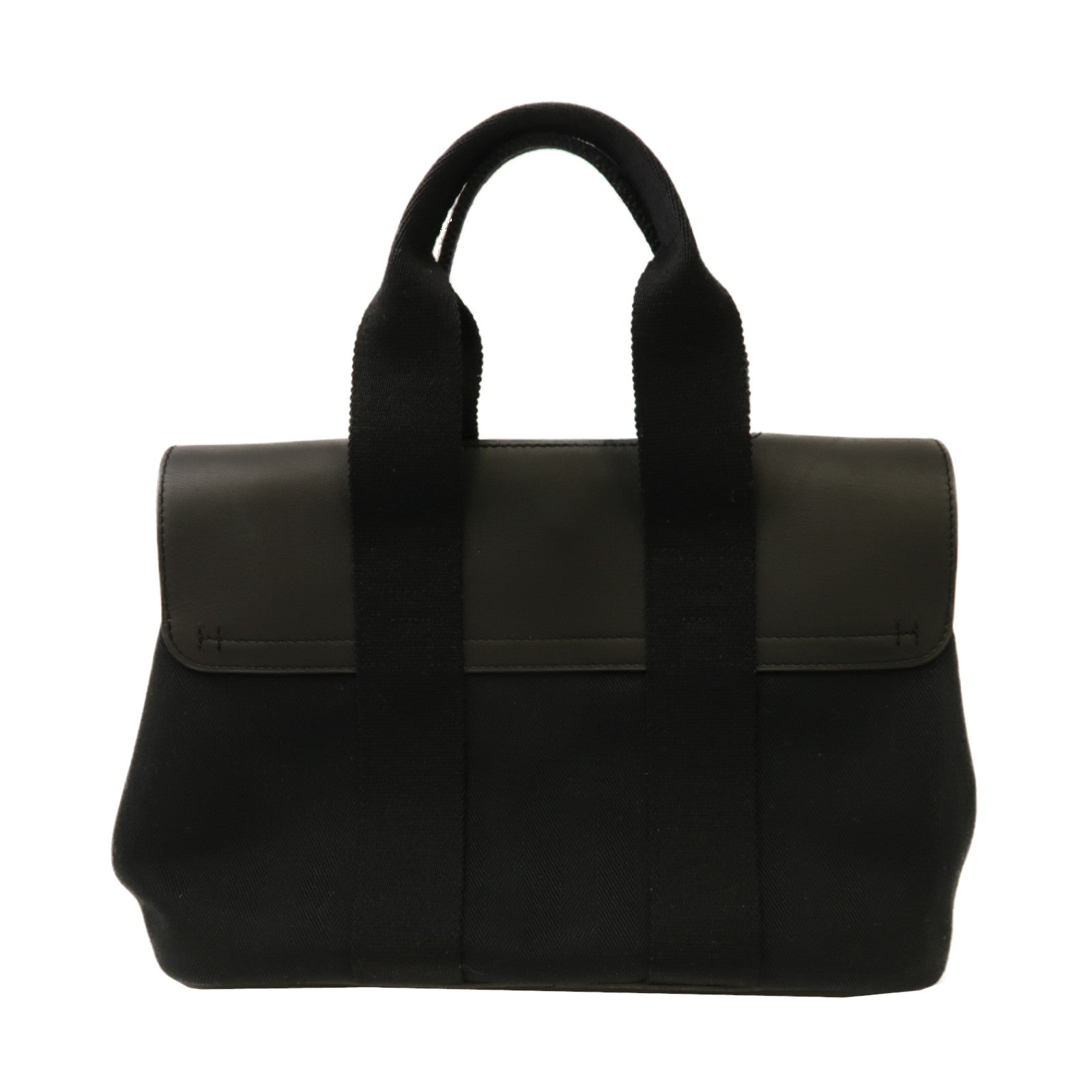 HERMES 帆布Hand Bag銀扣手挽袋黑色