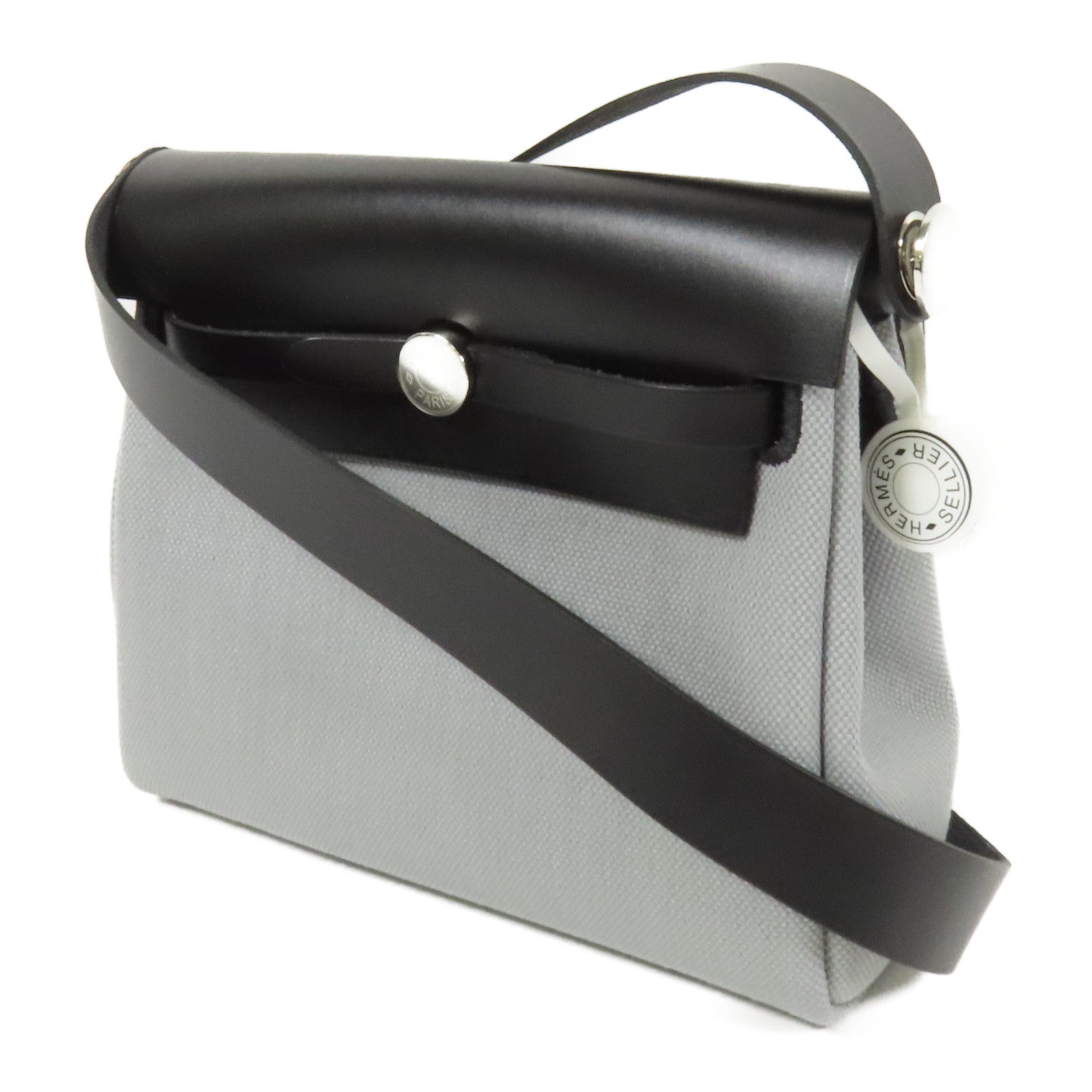 HERMES 帆布Mini Herbag肩背袋Gris Pantin