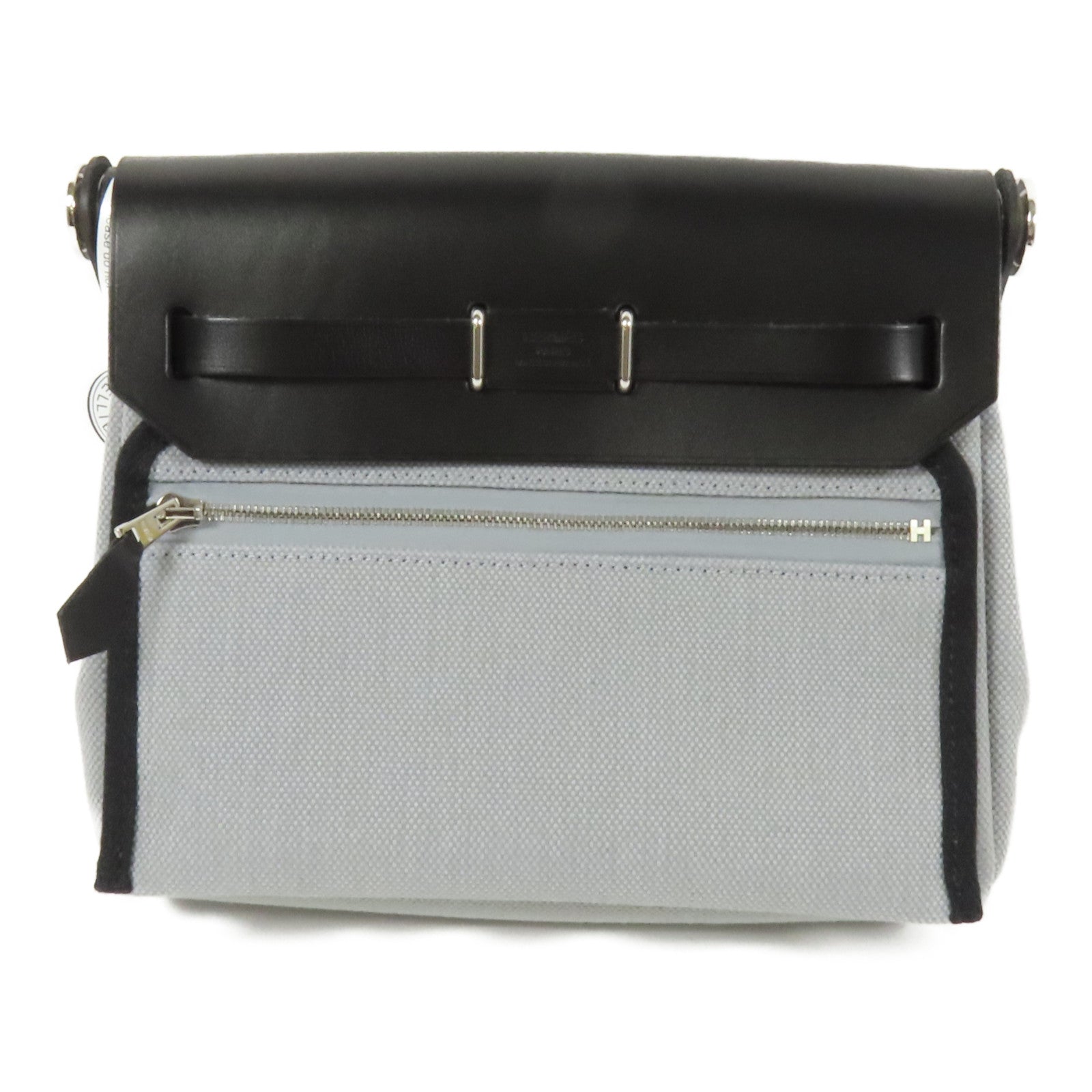 HERMES 帆布Mini Herbag肩背袋Gris Pantin