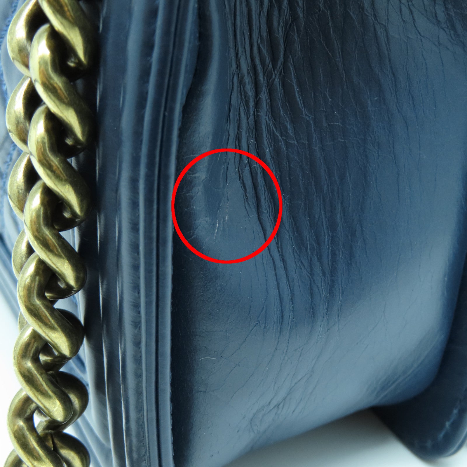 CHANEL 【激減優惠】菱格牛皮皮革Chain Shoulder金扣鏈帶肩背袋藍色