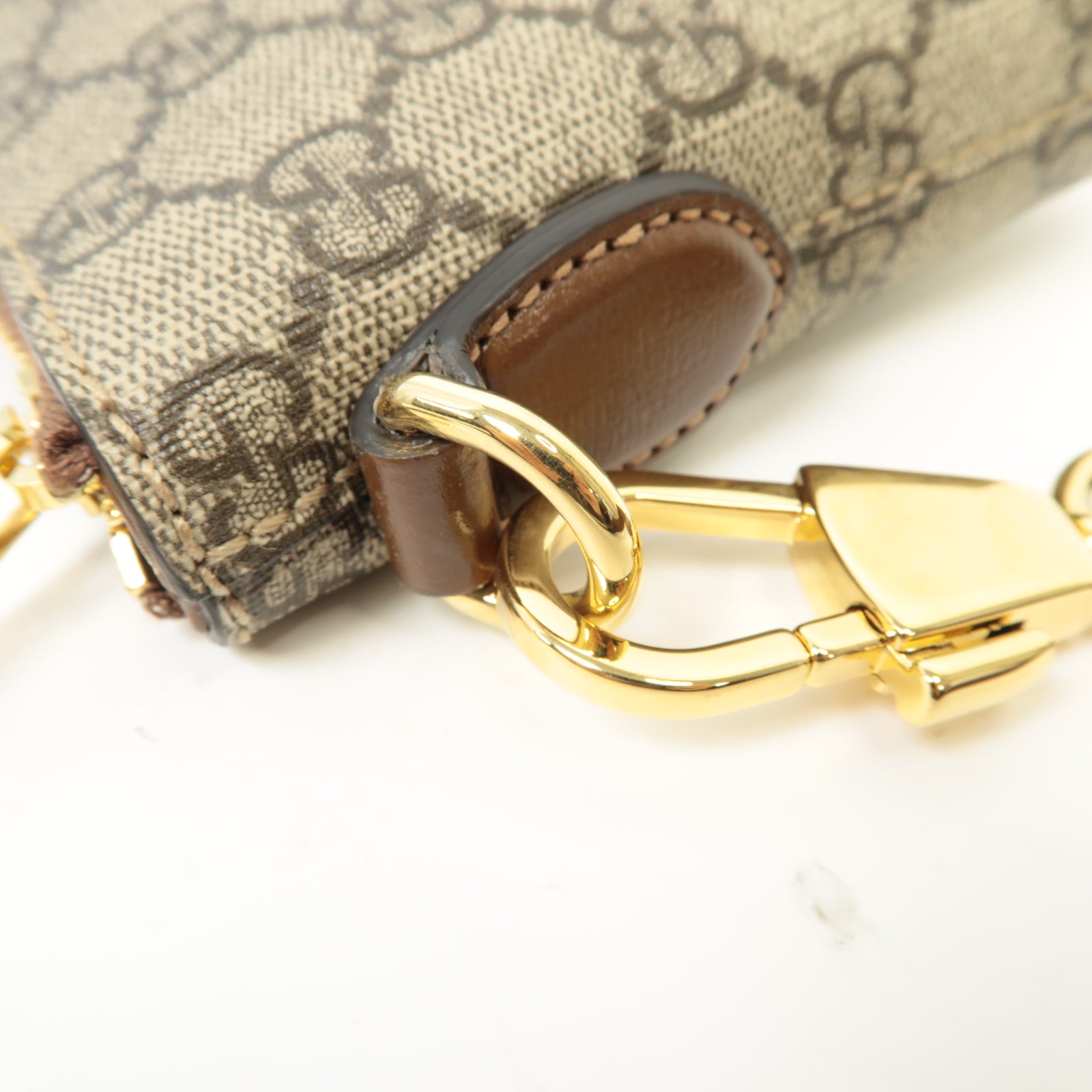 GUCCI 塗層帆布Shoulder Bag金扣肩背袋棕色