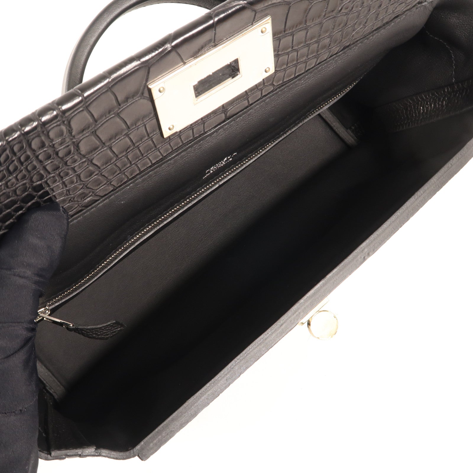 HERMES Togo/Alligator皮革24/24 Touch銀扣手挽肩背兩用袋