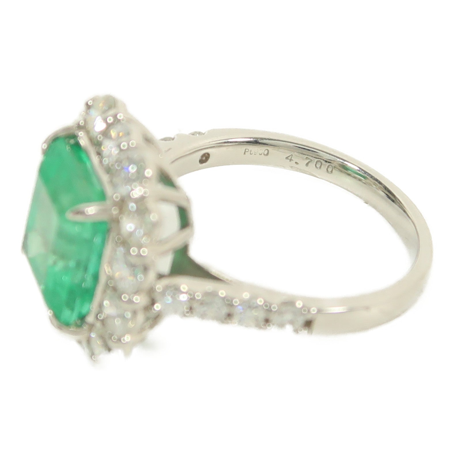 JEWELRY 【激減優惠】PT900鉑金 Ring 4.7ct綠寶石/1.78ct鑽石戒指銀色US#6.5