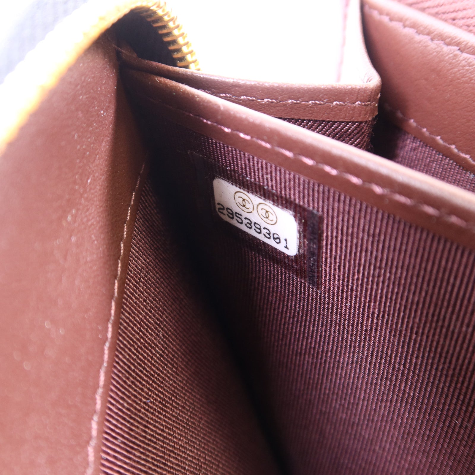 CHANEL 牛皮皮革Zipper Long Wallet金扣長錢包