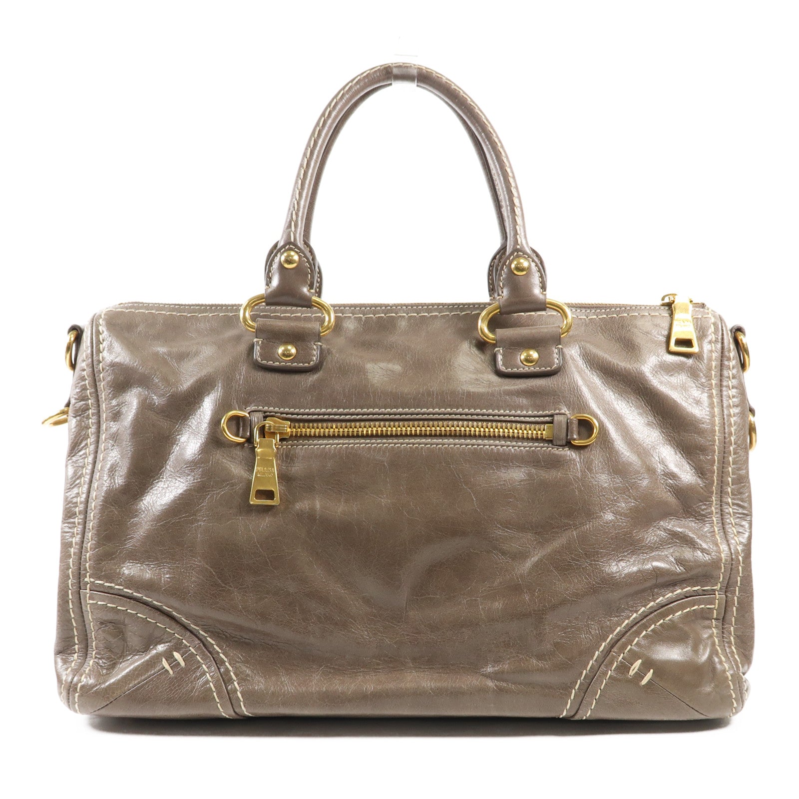 PRADA 牛皮皮革2 Way Shoulder Bag金扣手挽肩背兩用袋