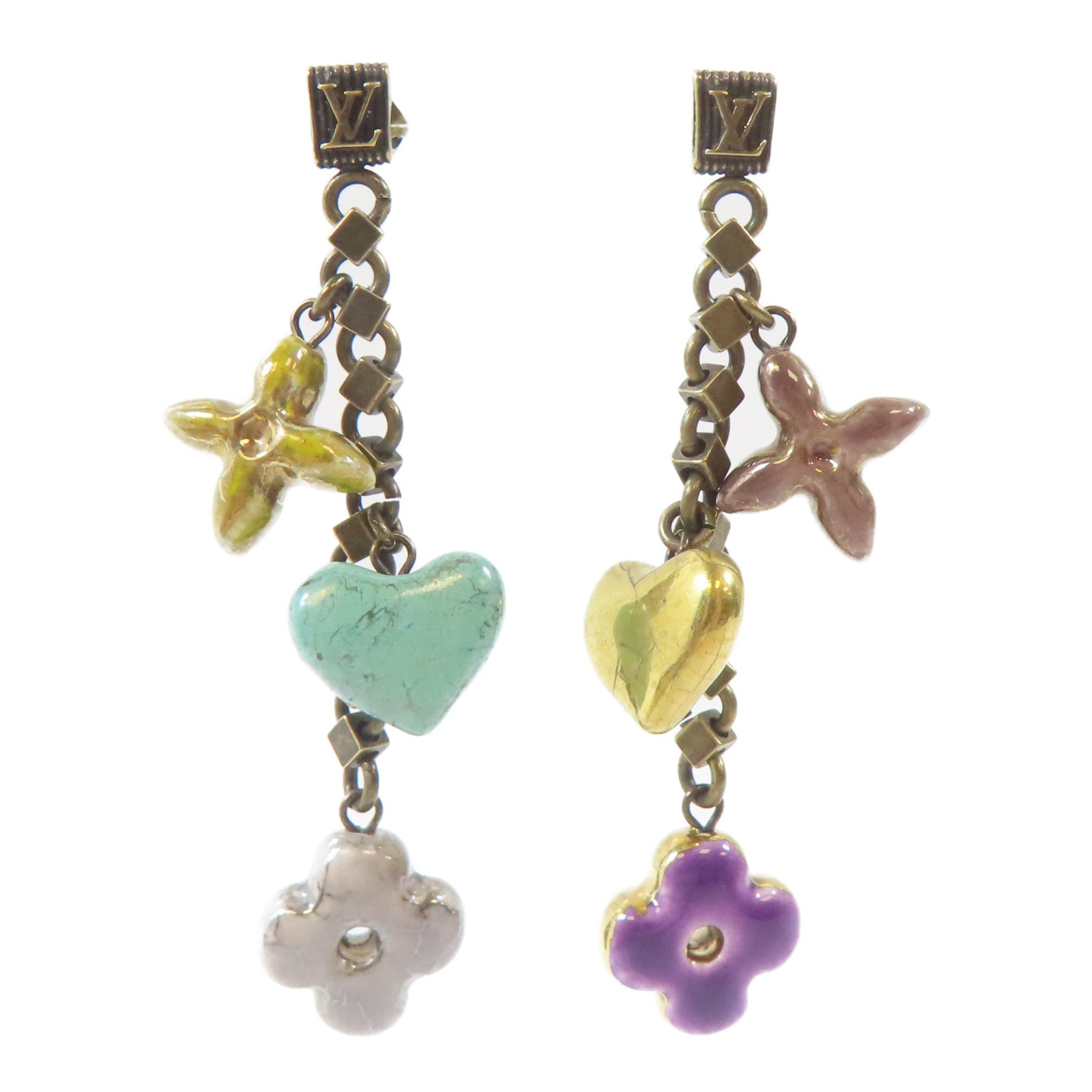 LOUIS VUITTON 【激減優惠】金屬Burkle Dray Charm Baroque Earrings耳環銅色/黃色/紫色/金色