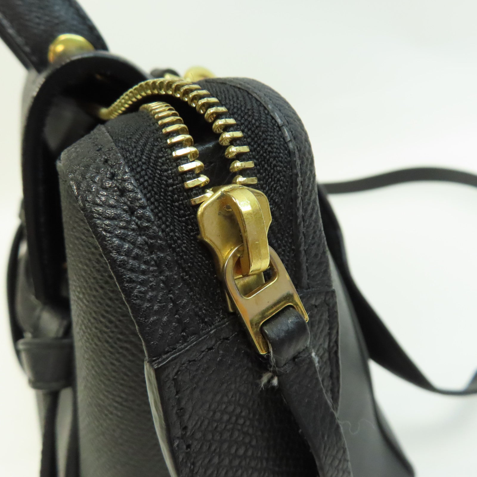 CELINE 牛皮皮革Belt Bag金扣手挽肩背兩用袋黑色