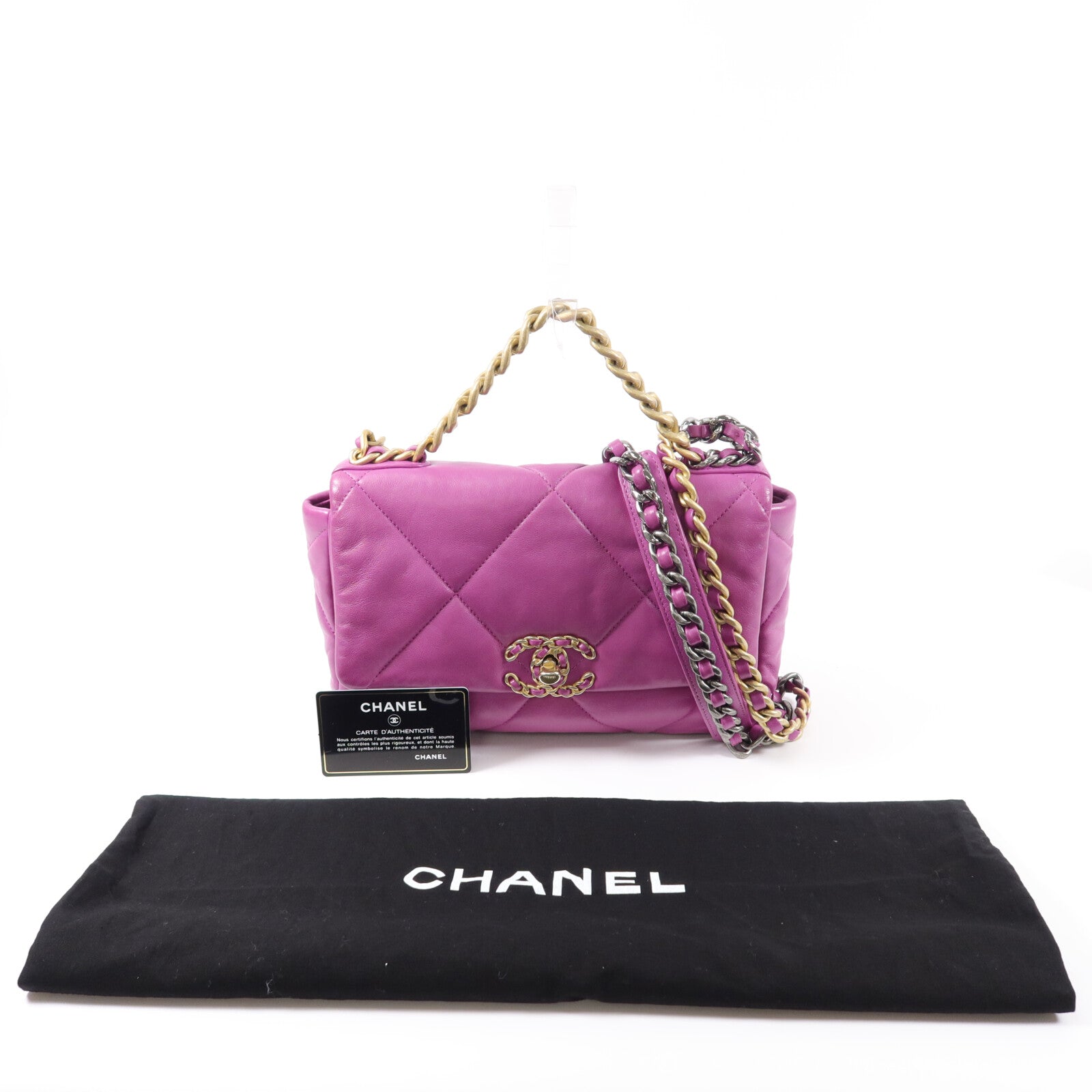 CHANEL 羊皮皮革C19 Small手挽肩背兩用袋