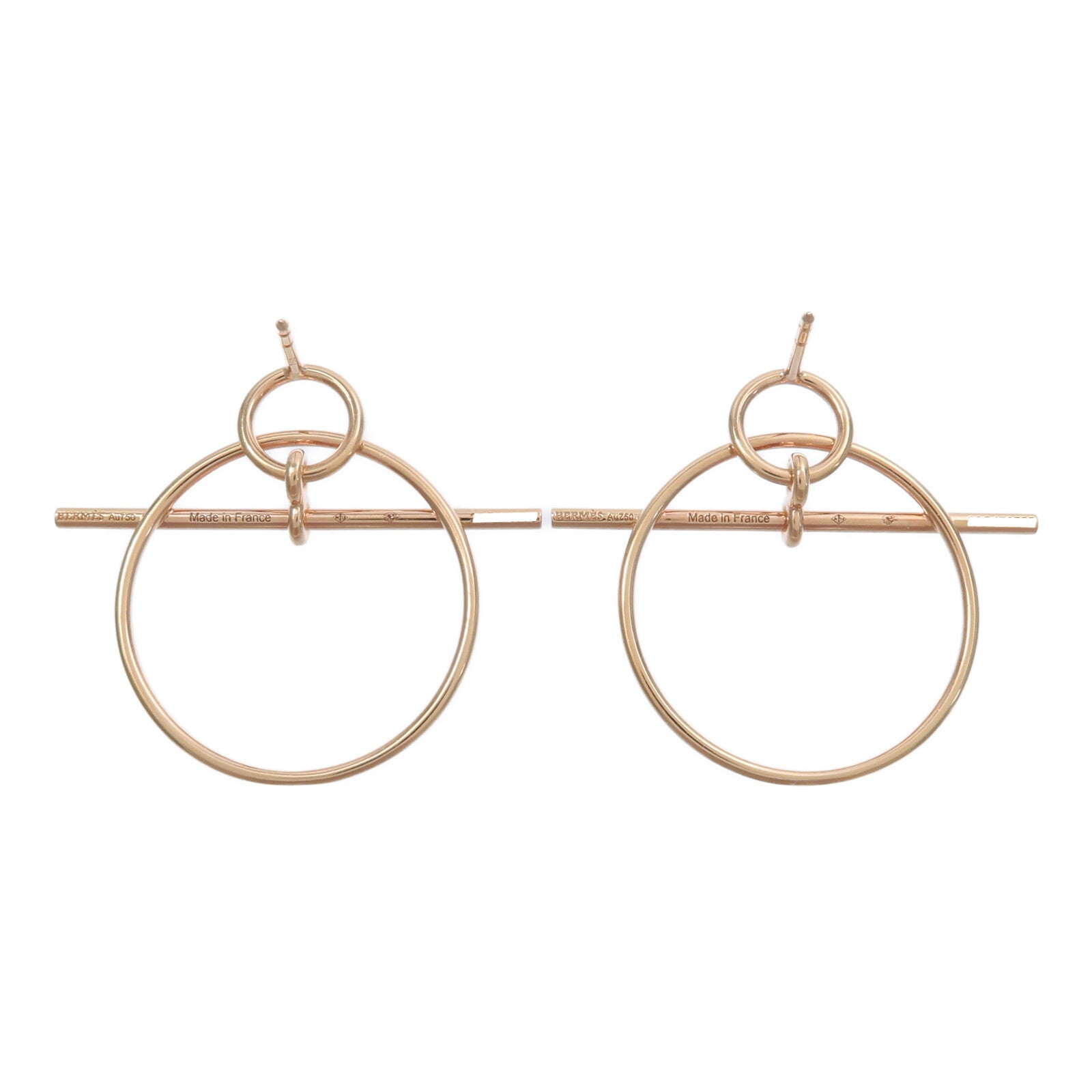 HERMES 18K玫瑰金Loop Earrings耳環