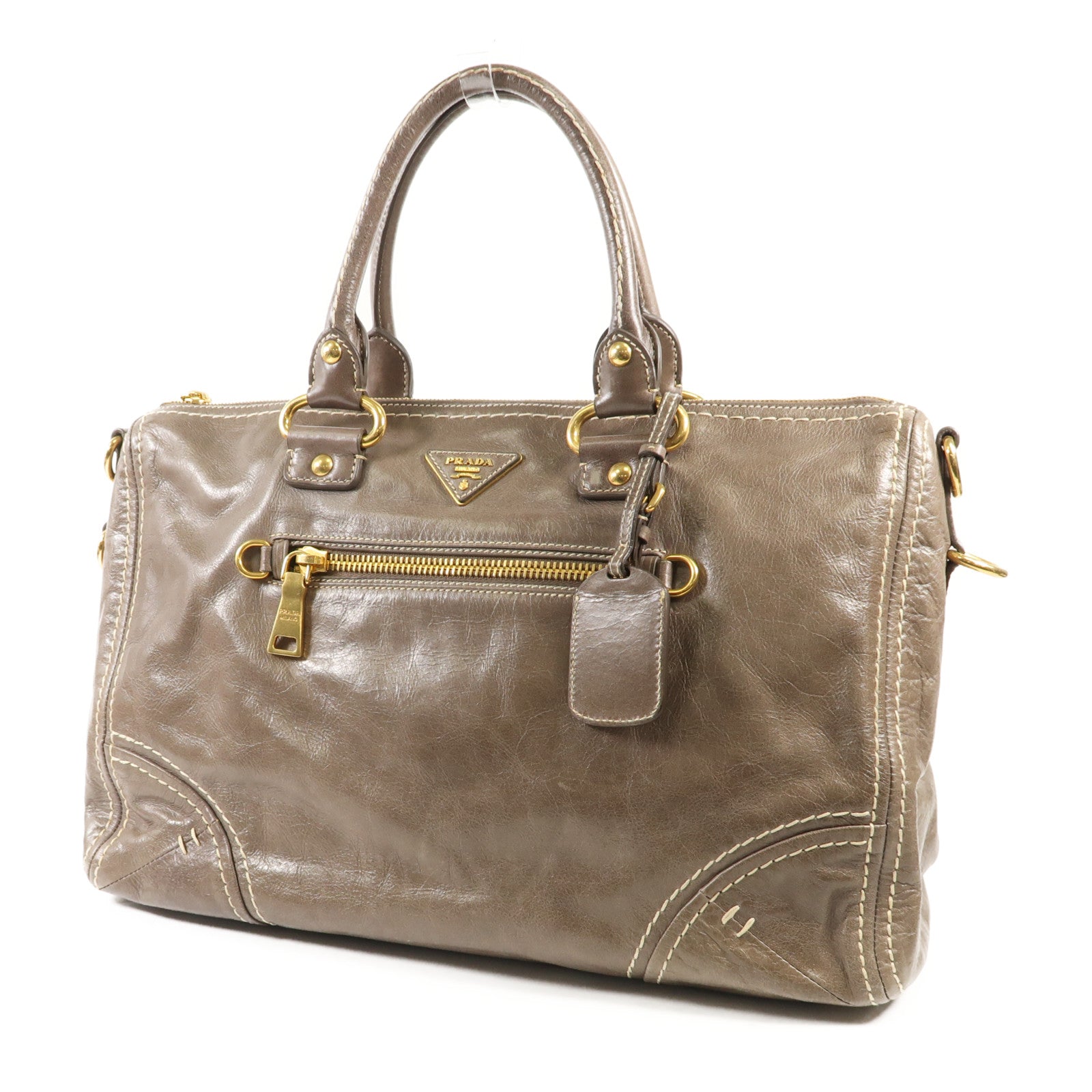 PRADA 牛皮皮革2 Way Shoulder Bag金扣手挽肩背兩用袋