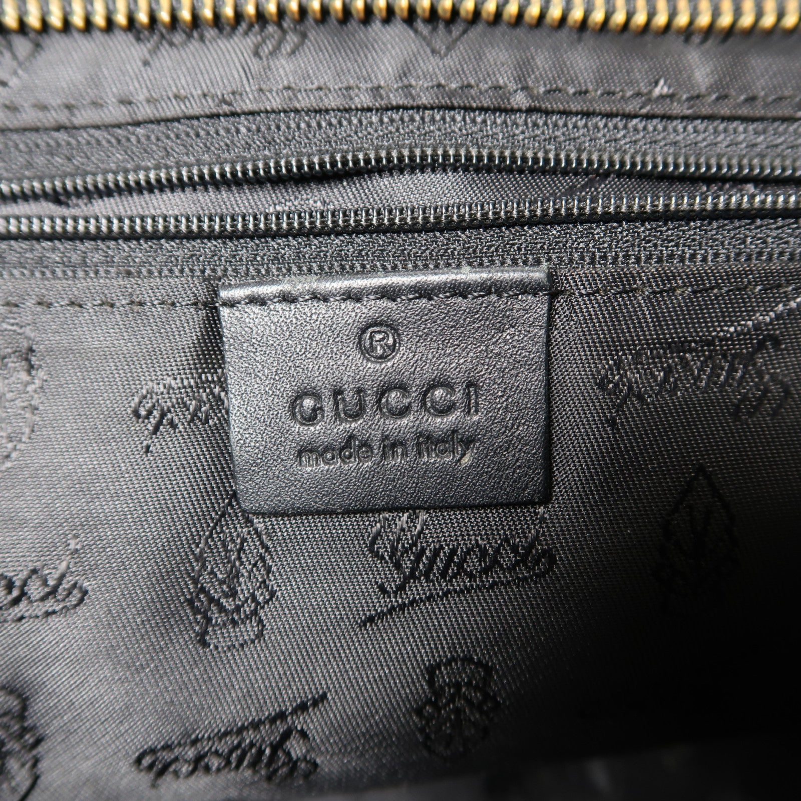 GUCCI 牛皮皮革Tote Bag銀扣肩背袋黑色