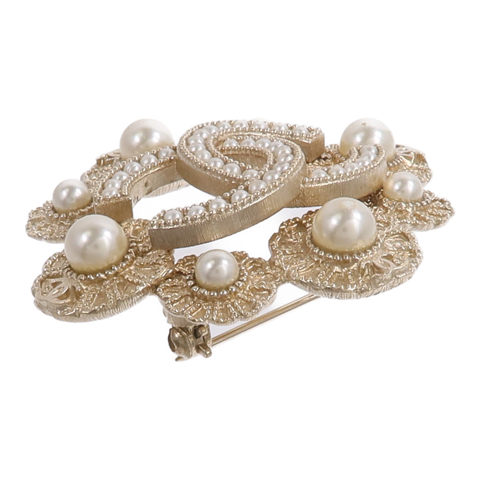 CHANEL 金屬Floral CC Brooch胸針