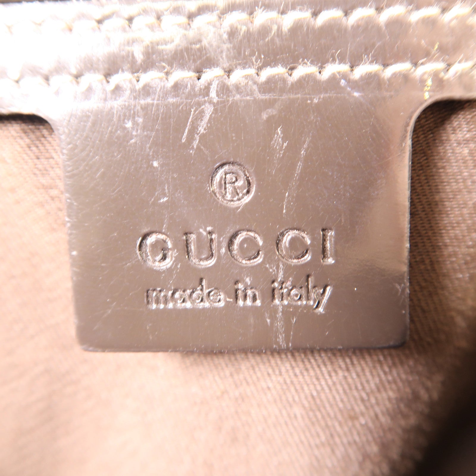 GUCCI 塗層帆布Boston Bag金扣手挽袋啡色