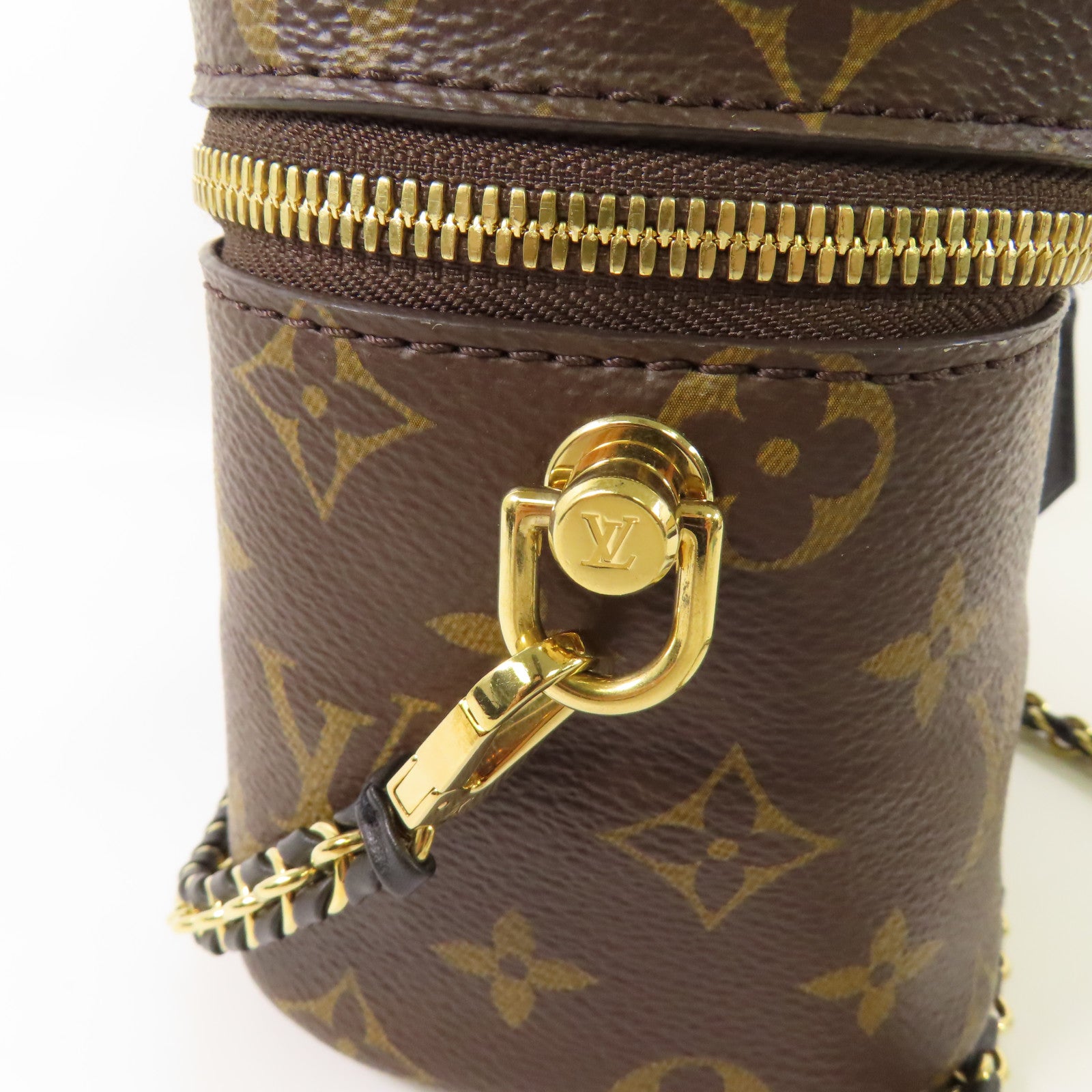 LOUIS VUITTON Monogram Reverse Vanity PM金扣手挽肩背兩用袋棕色