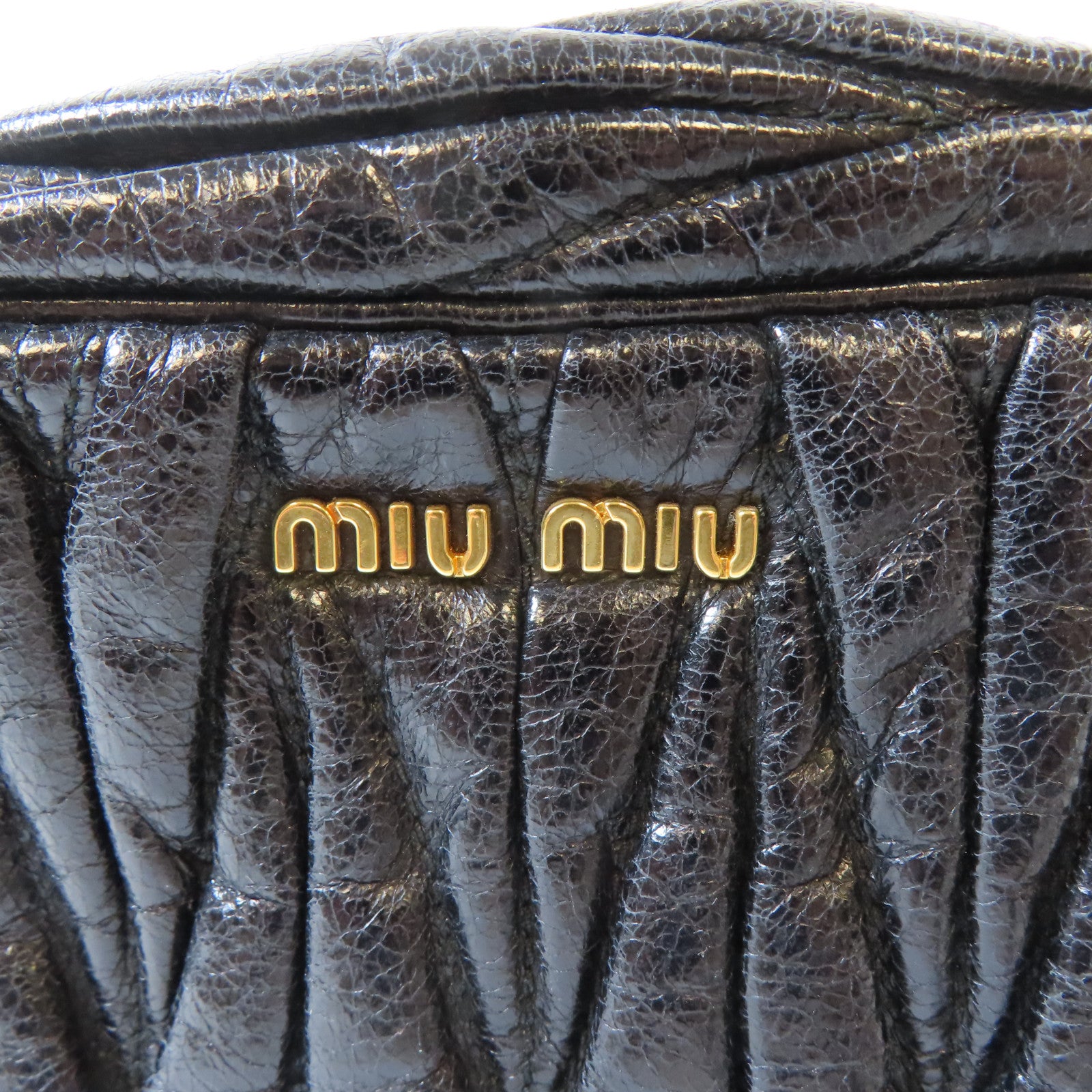 Miu Miu Matelasse皮革Shoulder Bag金扣肩背袋黑色